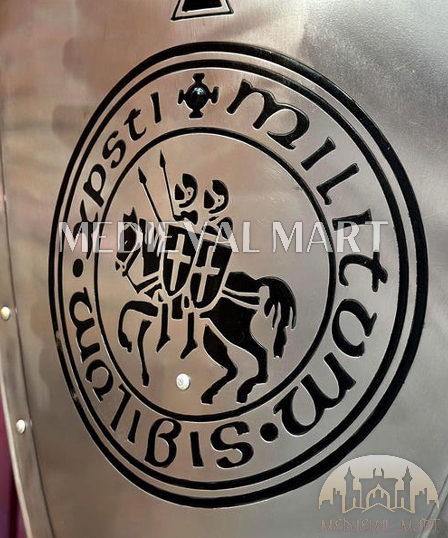 MEDIEVALMART FR Bouclier Médiéval Templier Inspiré de la Croix Zelda & Diable en Bois – Finition Bleue & Or | Cadeau pour Noël