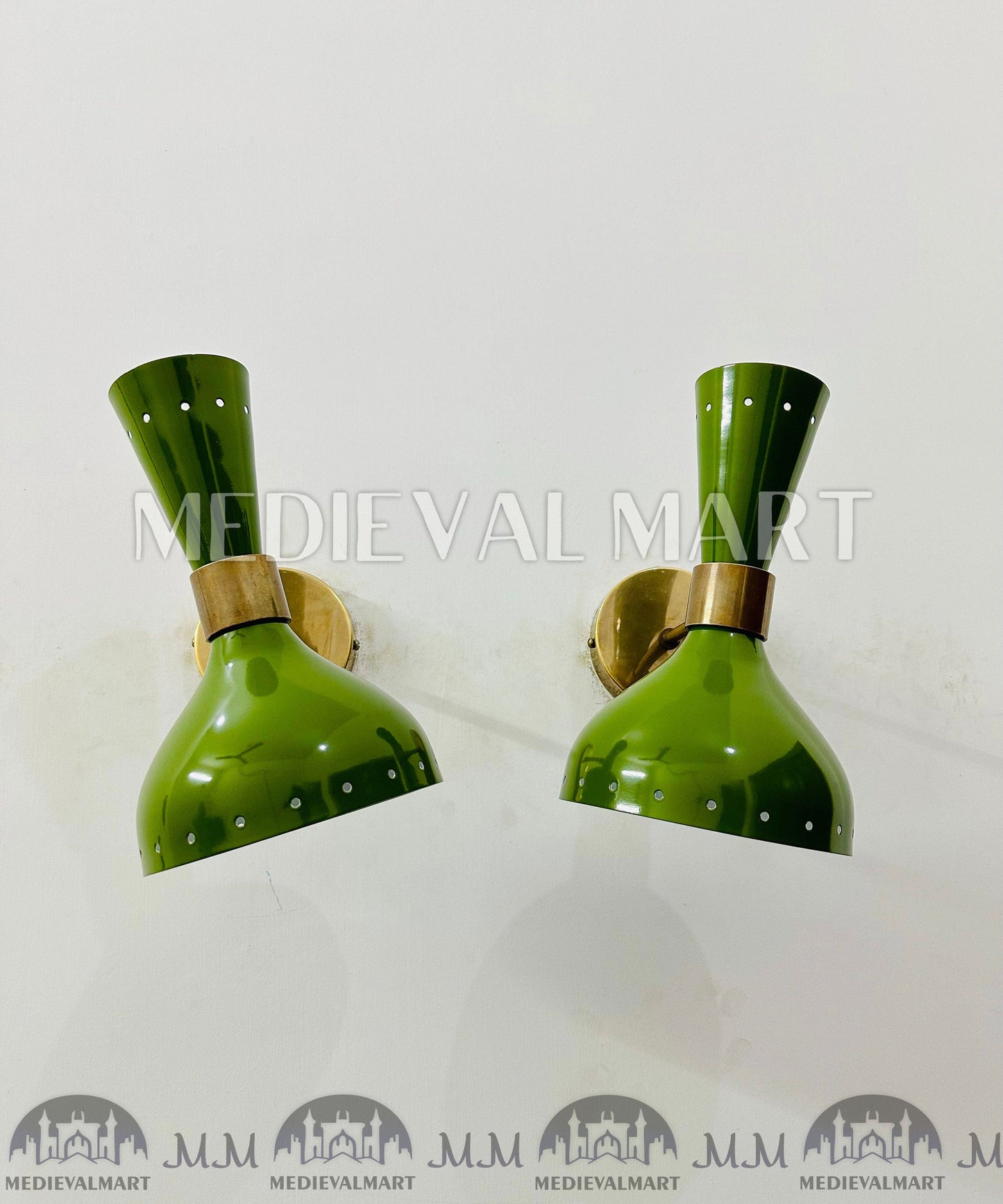 MEDIEVALMART FR Applique Murale À Double Cône En Laiton Marron, Lampe De Coiffeuse Fabriquée À La Main