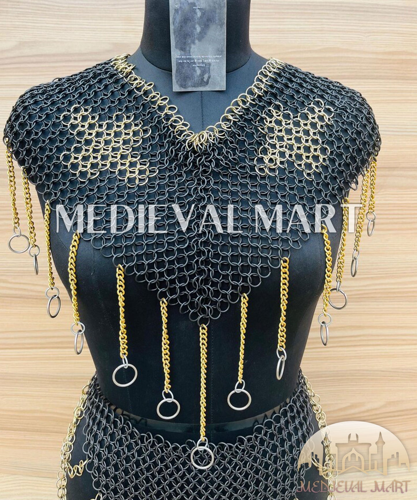 MEDIEVALMART FR Bouclier Viking Iconique Valhalla Noir/Gris – Ivar le Désossé avec Pointes en Fer | Cadeau pour Papa