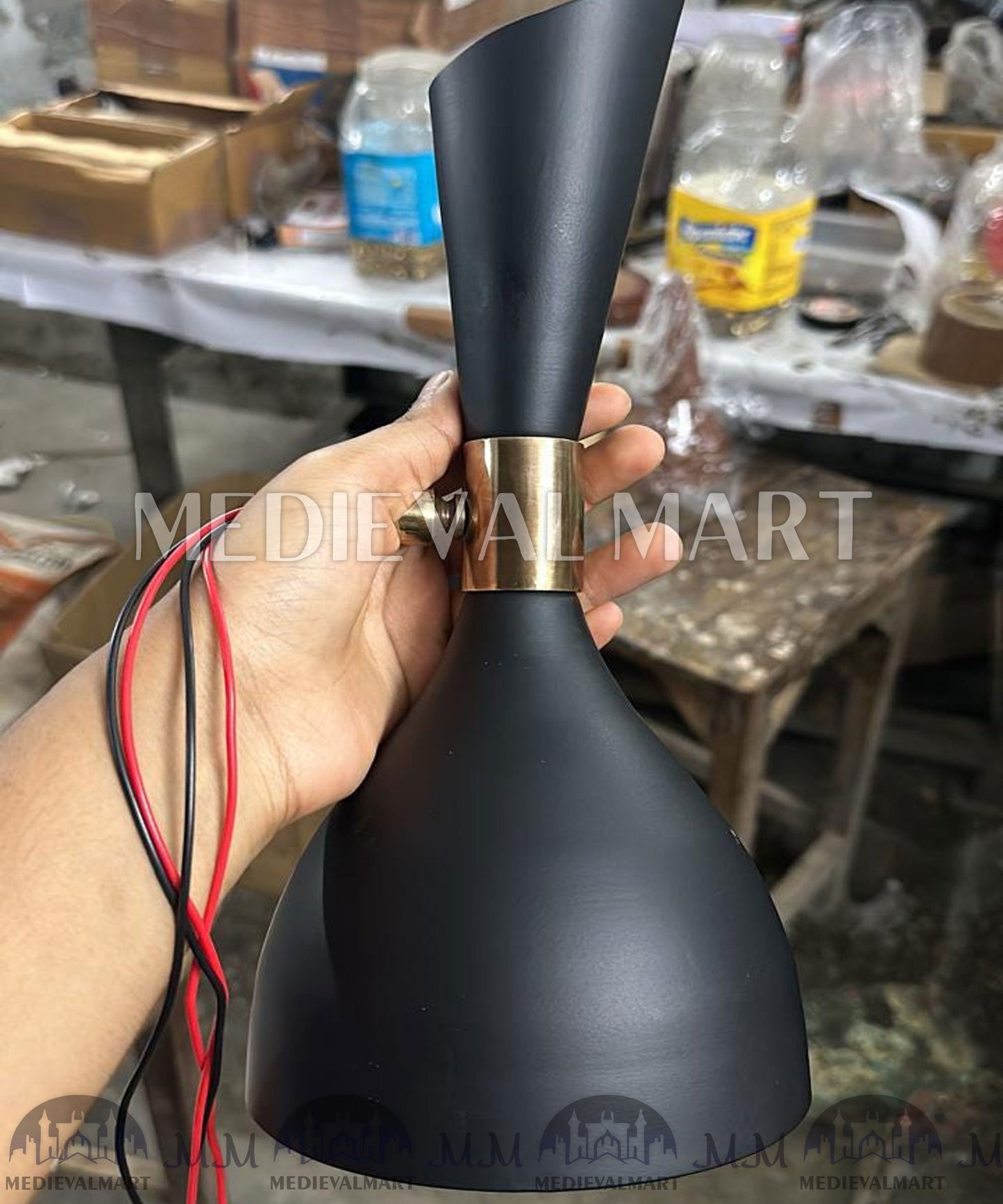 MEDIEVALMART FR Applique Murale À Double Cône En Laiton Marron, Lampe De Coiffeuse Fabriquée À La Main