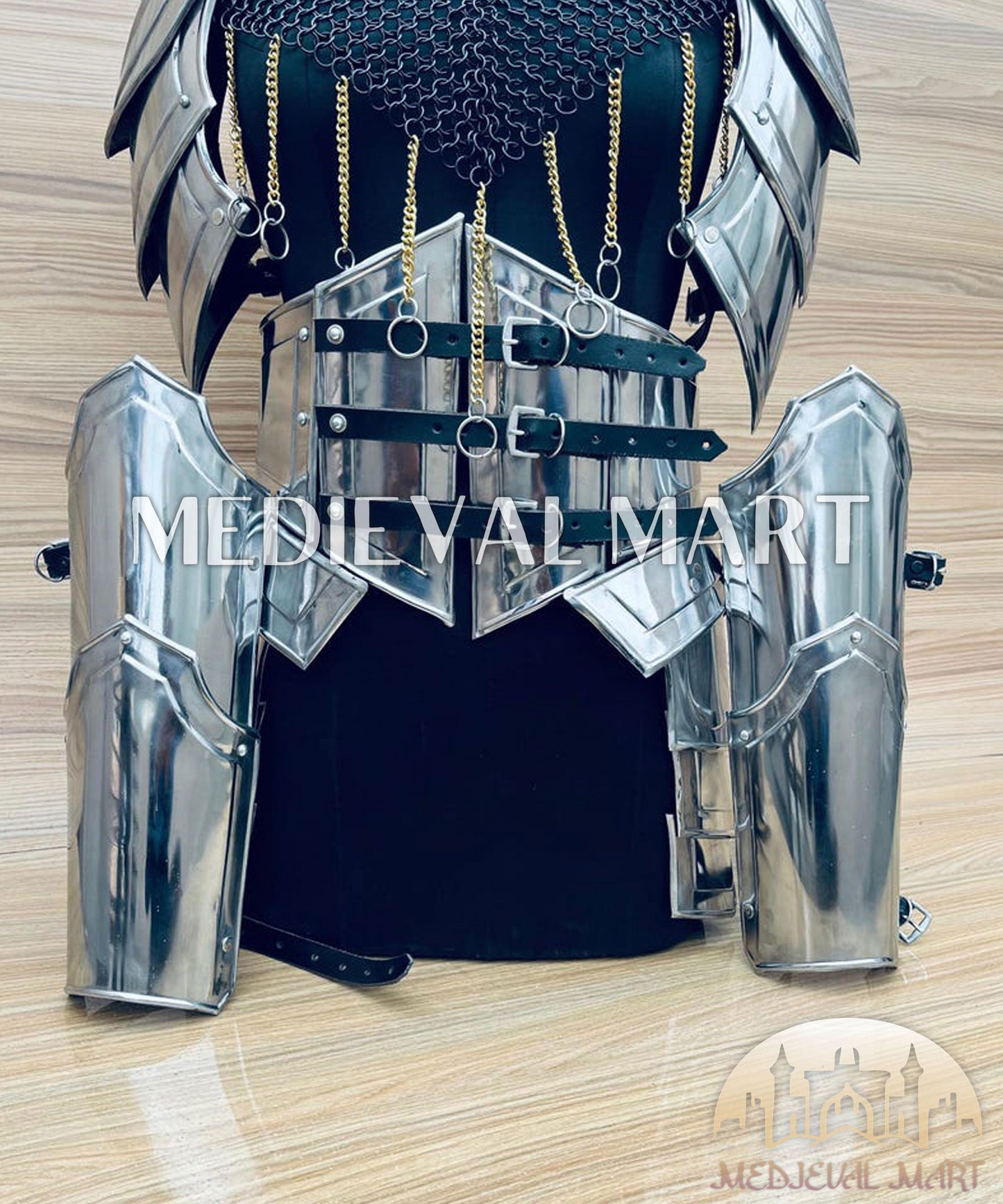 MEDIEVALMART FR Armure de Combat du XIVe Siècle – Ensemble Complet d’Armure de Buhurt avec Bassinet Klappvisor & Épée
