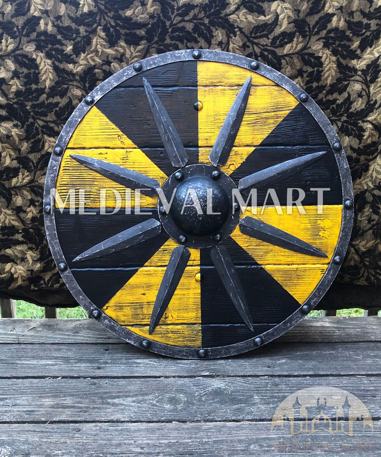 MEDIEVALMART FR Bouclier Viking Iconique Jarl Borg à Pointes en Fer – Bouclier Viking Battleworn | Cadeau pour Papa