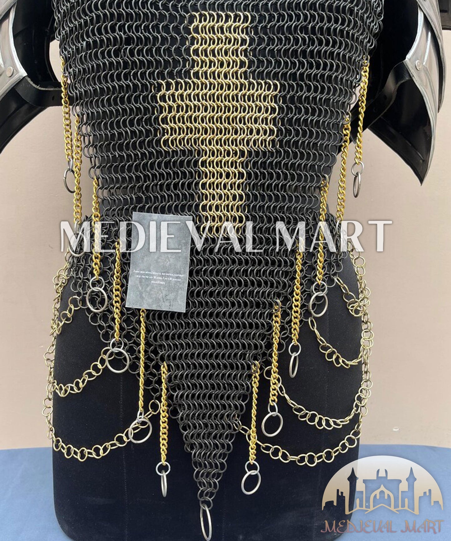 MEDIEVALMART FR Bouclier Viking Iconique Valhalla Noir/Gris – Ivar le Désossé avec Pointes en Fer | Cadeau pour Papa