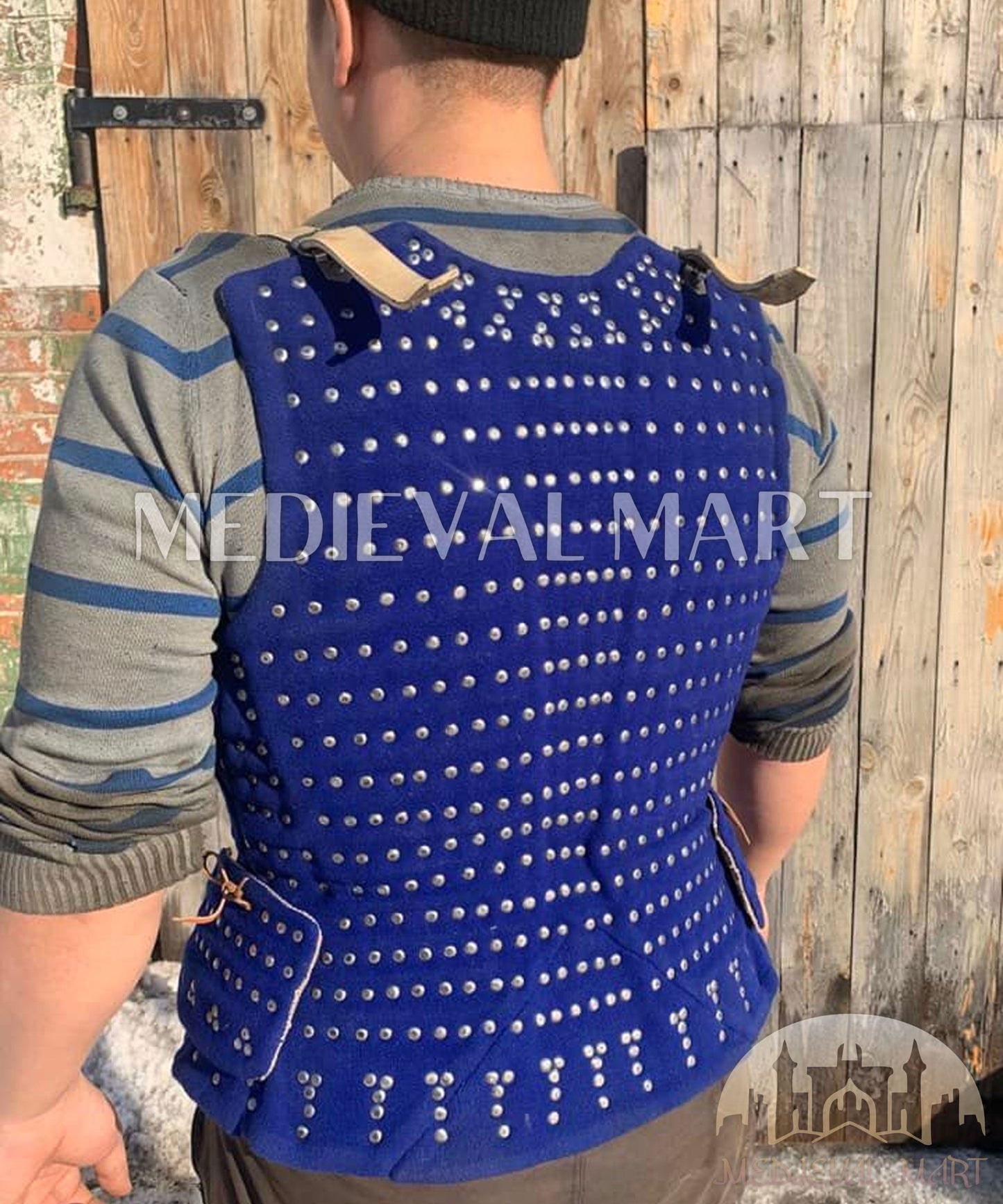 Armure Historique Renaissance – Brigandine à Plaques – PREMIUM Bleu – Type Royal – Wimbledon