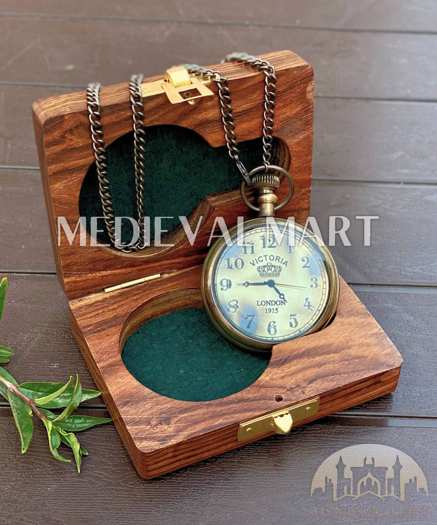 MEDIEVALMART FR Boussole Nautique Vintage Trip Gear en Laiton – Finition Or Brillant avec Base en Bois | Cadeau pour Maman
