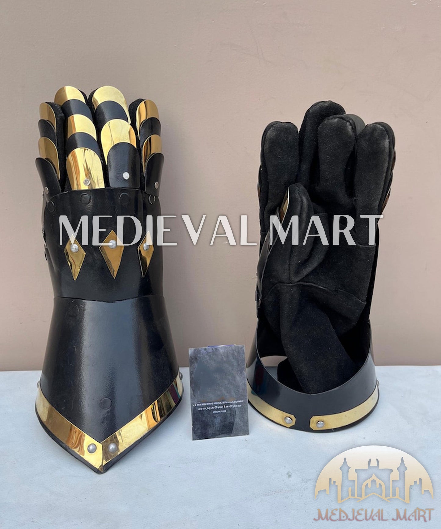 MEDIEVALMART FR Ensemble Exclusif De Gantelets Noirs Inspirés De Sauron Witcher LOTR Avec Décor Doré