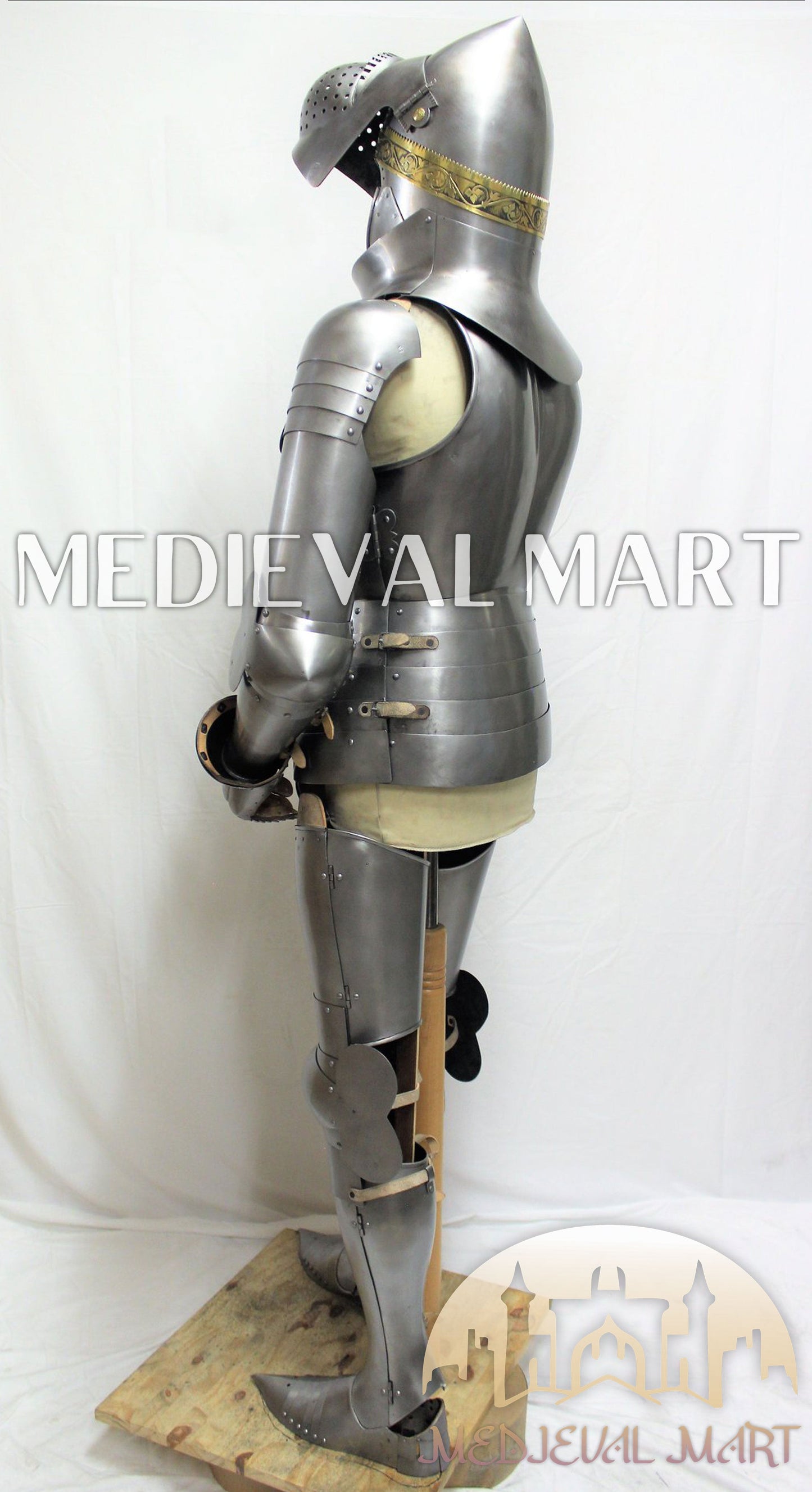 MEDIEVALMART FR Armure de Combat du XIVe Siècle – Ensemble Complet d’Armure de Buhurt avec Bassinet Klappvisor & Épée
