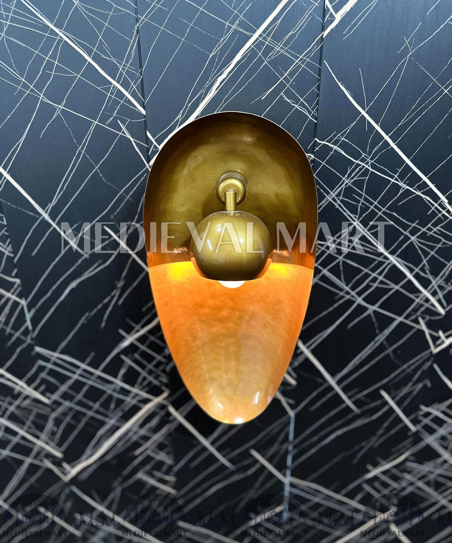 MEDIEVALMART FR Applique Murale À Double Cône En Laiton Marron, Lampe De Coiffeuse Fabriquée À La Main