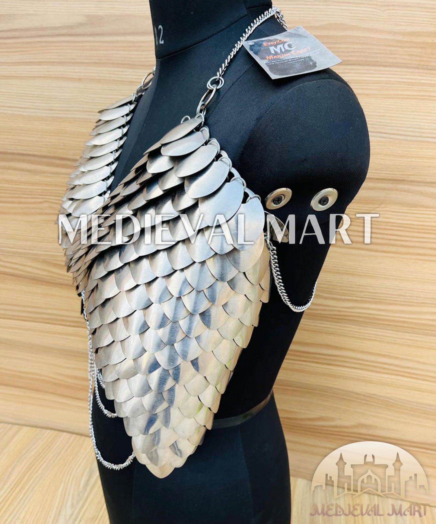 MEDIEVALMART FR Bouclier Viking Iconique Valhalla Noir/Gris – Ivar le Désossé avec Pointes en Fer | Cadeau pour Papa