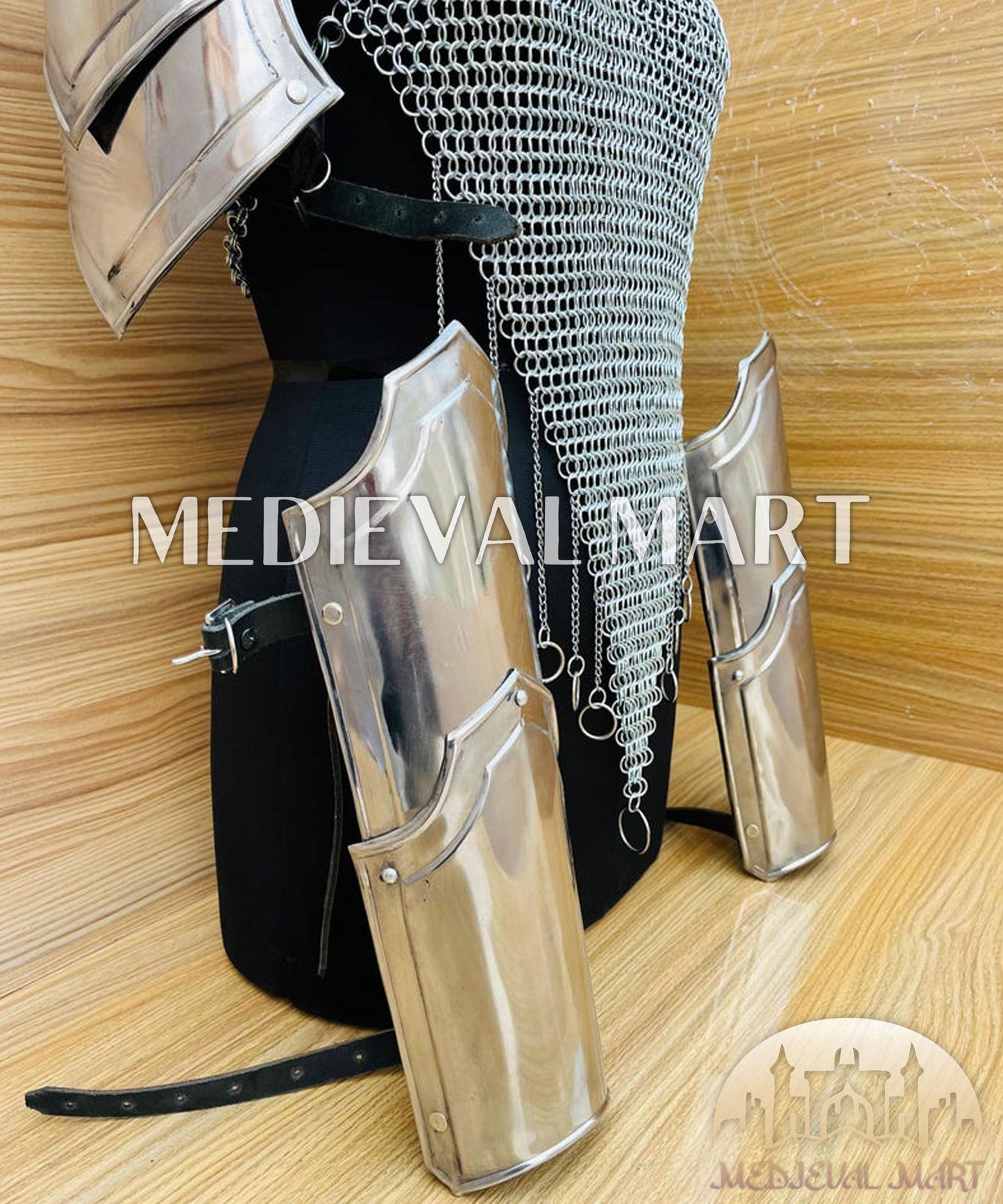 MEDIEVALMART FR Bouclier Viking Iconique Valhalla Noir/Gris – Ivar le Désossé avec Pointes en Fer | Cadeau pour Papa