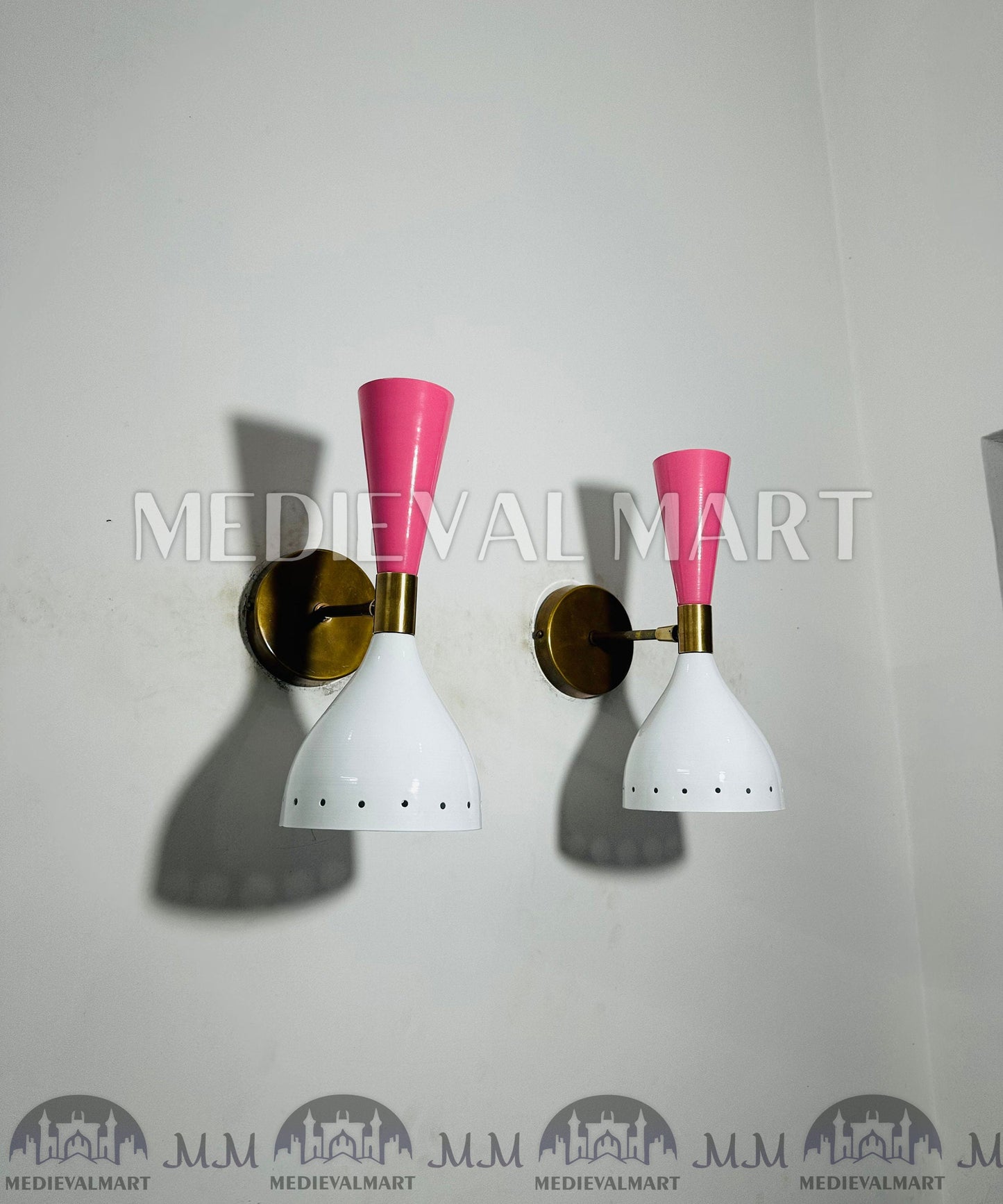 MEDIEVALMART FR Applique Murale À Double Cône En Laiton Marron, Lampe De Coiffeuse Fabriquée À La Main