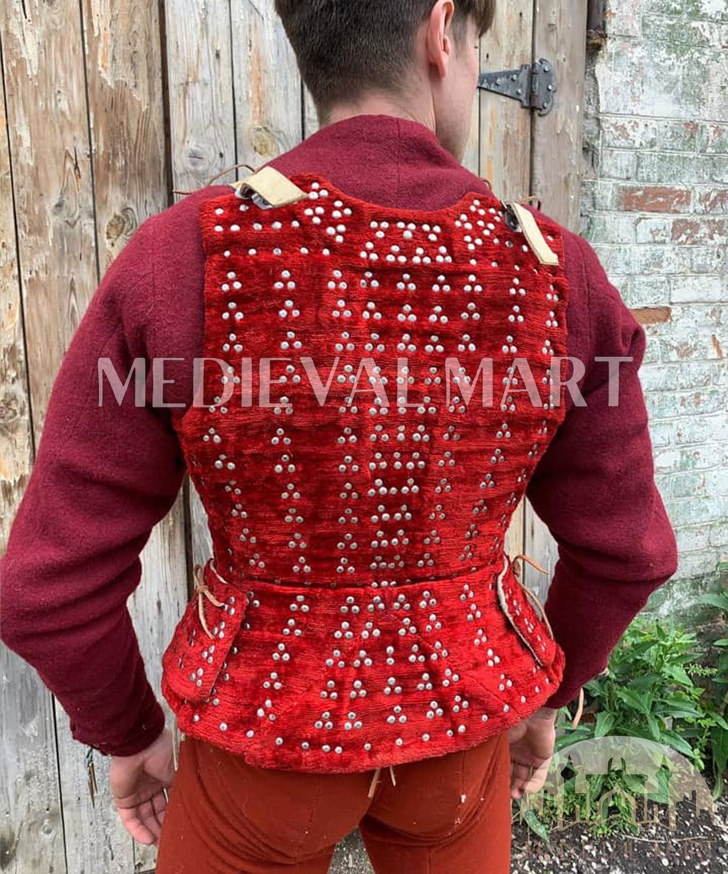 MEDIEVALMART  Armure Brigandine Renaissance Médiévale PREMIUM Rouge “MOAB” – Type Royal Iconique – LARP
