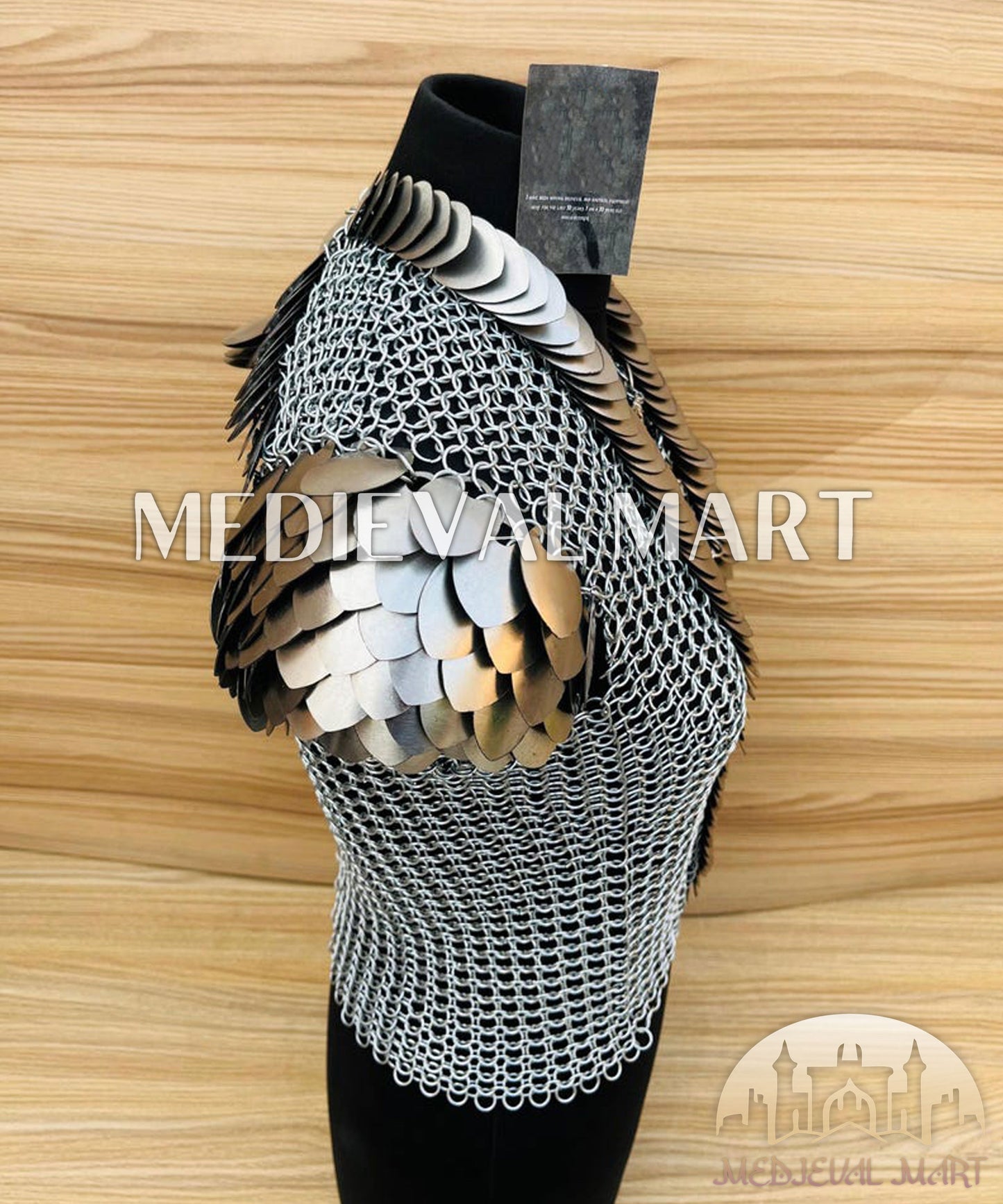 MEDIEVALMART FR Bouclier Viking Iconique Valhalla Noir/Gris – Ivar le Désossé avec Pointes en Fer | Cadeau pour Papa