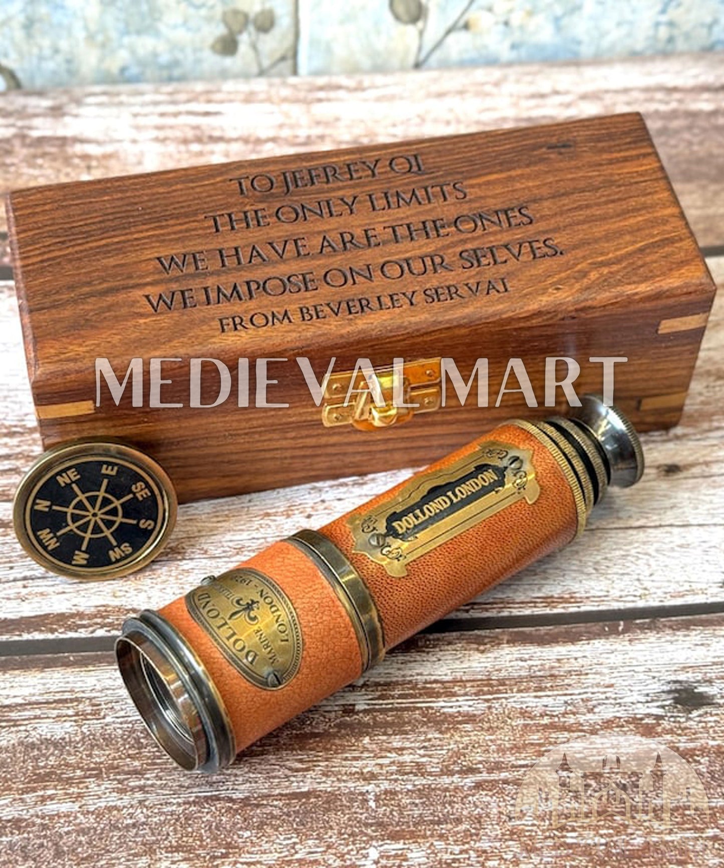 MEDIEVALMART FR Longue-Vue Nautique Antique 50X en Laiton – Télescope Portable de 18" pour Décoration Nautique