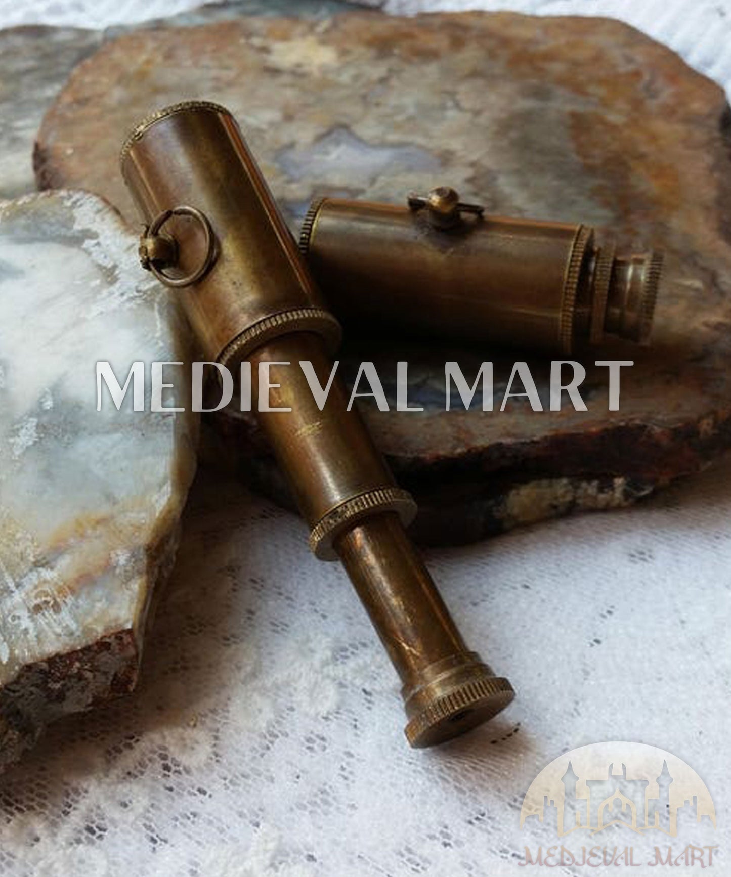 MEDIEVALMART FR Longue-Vue Nautique Antique 50X en Laiton – Télescope Portable de 18" pour Décoration Nautique