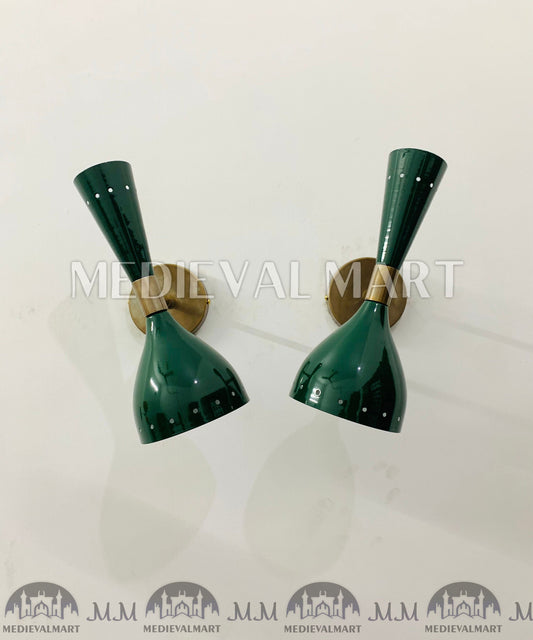 MEDIEVALMART FR Applique Murale À Double Cône En Laiton Marron, Lampe De Coiffeuse Fabriquée À La Main