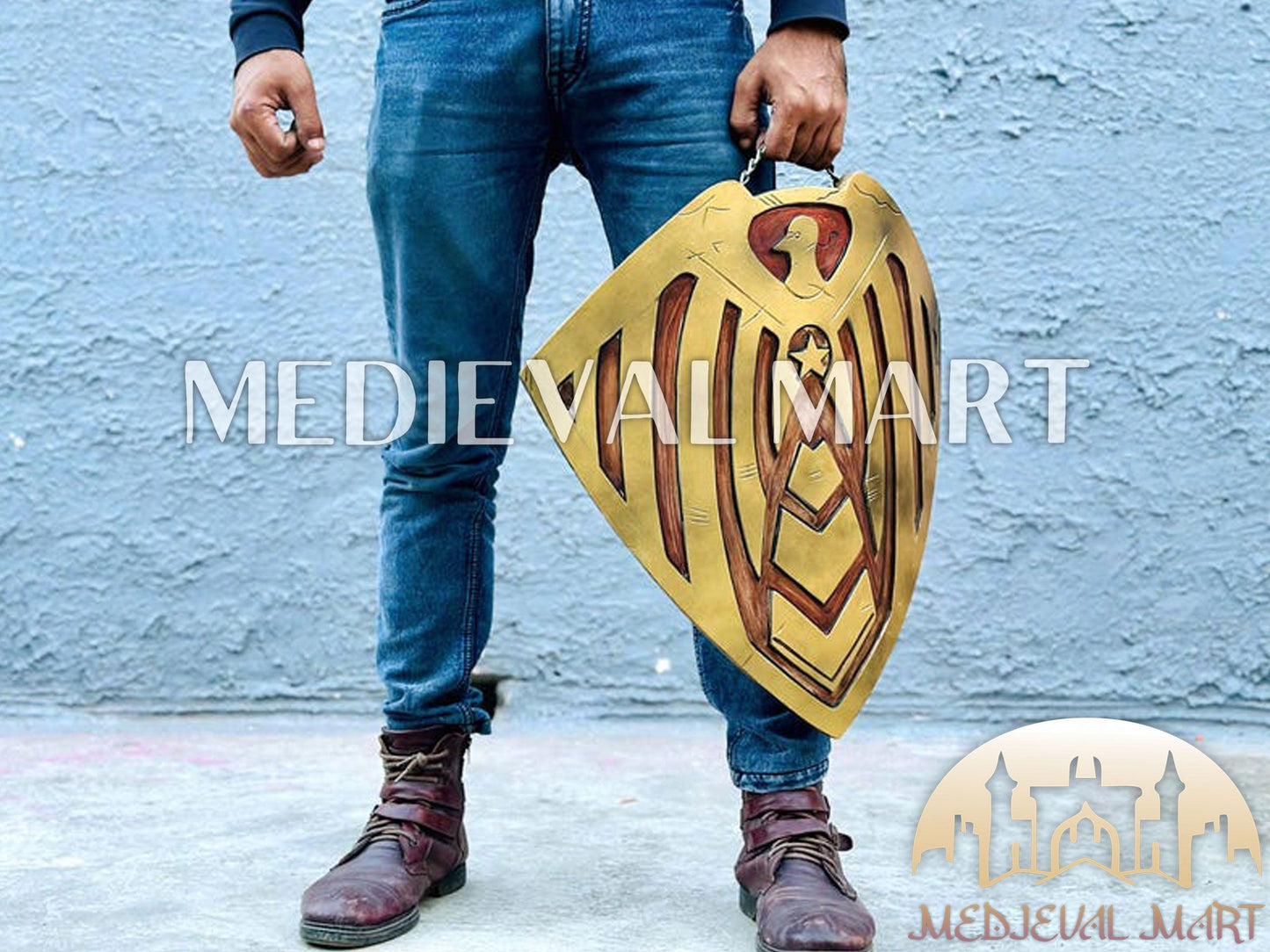 MEDIEVALMART FR Bouclier Viking Iconique Jarl Borg à Pointes en Fer – Bouclier Viking Battleworn | Cadeau pour Papa