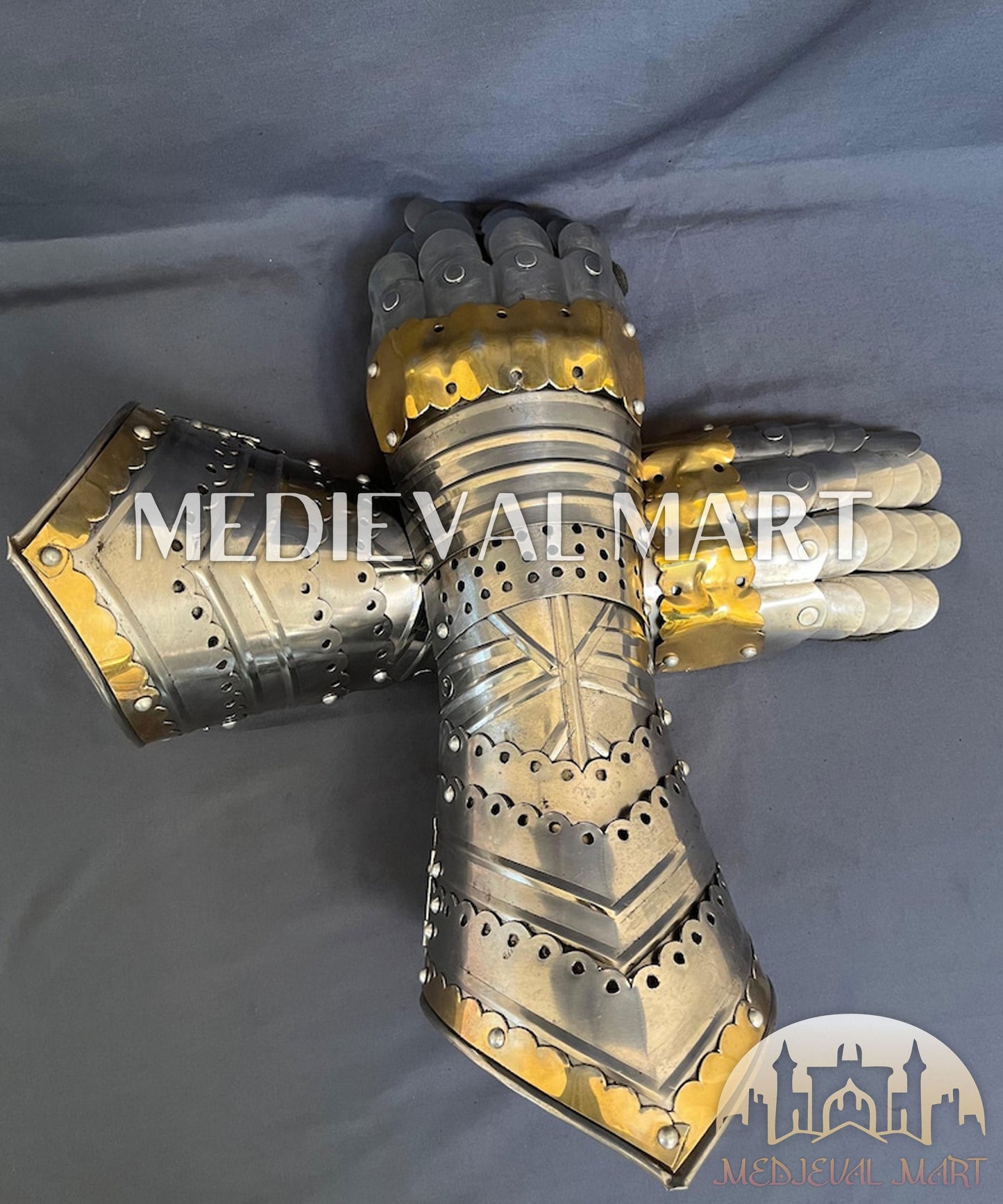 MEDIEVALMART FR Ensemble Exclusif De Gantelets Noirs Inspirés De Sauron Witcher LOTR Avec Décor Doré