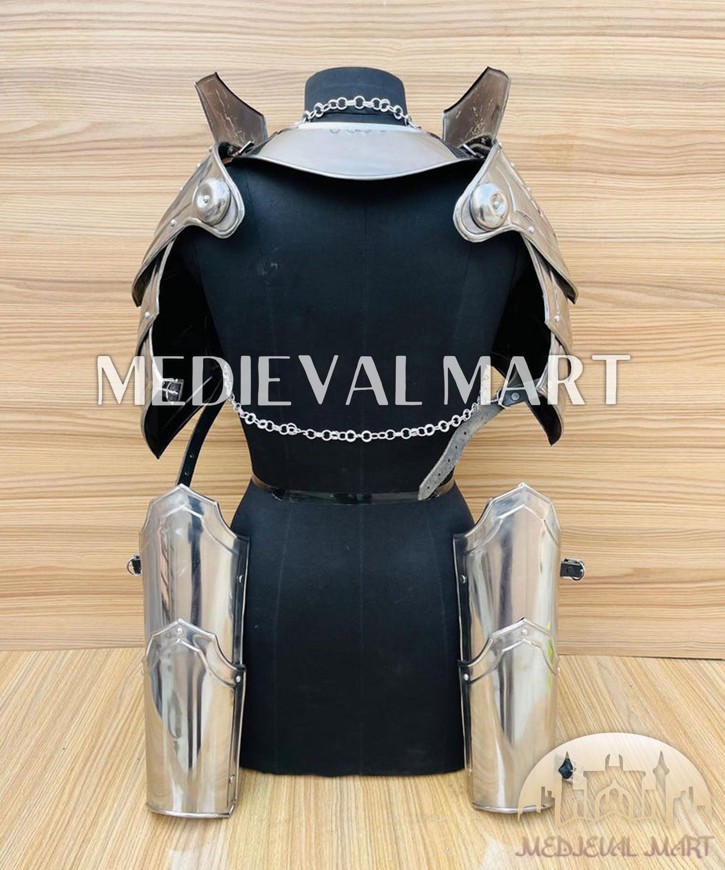 MEDIEVALMART FR Bouclier Viking Iconique Valhalla Noir/Gris – Ivar le Désossé avec Pointes en Fer | Cadeau pour Papa
