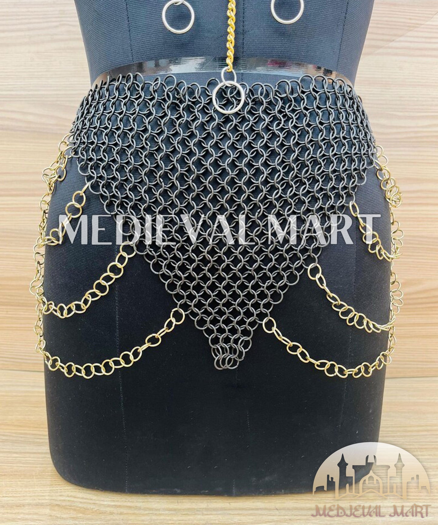 MEDIEVALMART FR Bouclier Viking Iconique Valhalla Noir/Gris – Ivar le Désossé avec Pointes en Fer | Cadeau pour Papa