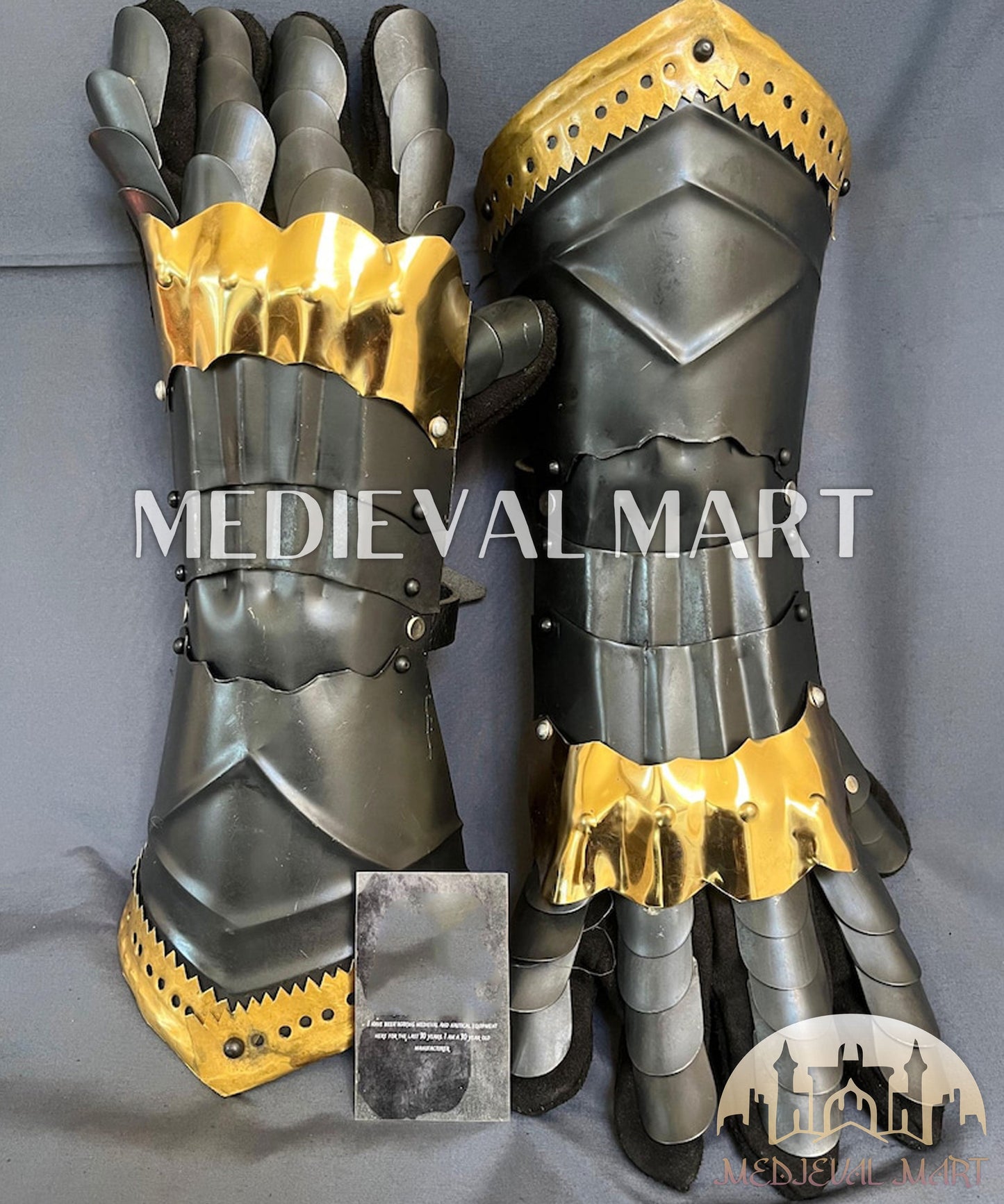 MEDIEVALMART FR Ensemble Exclusif De Gantelets Noirs Inspirés De Sauron Witcher LOTR Avec Décor Doré