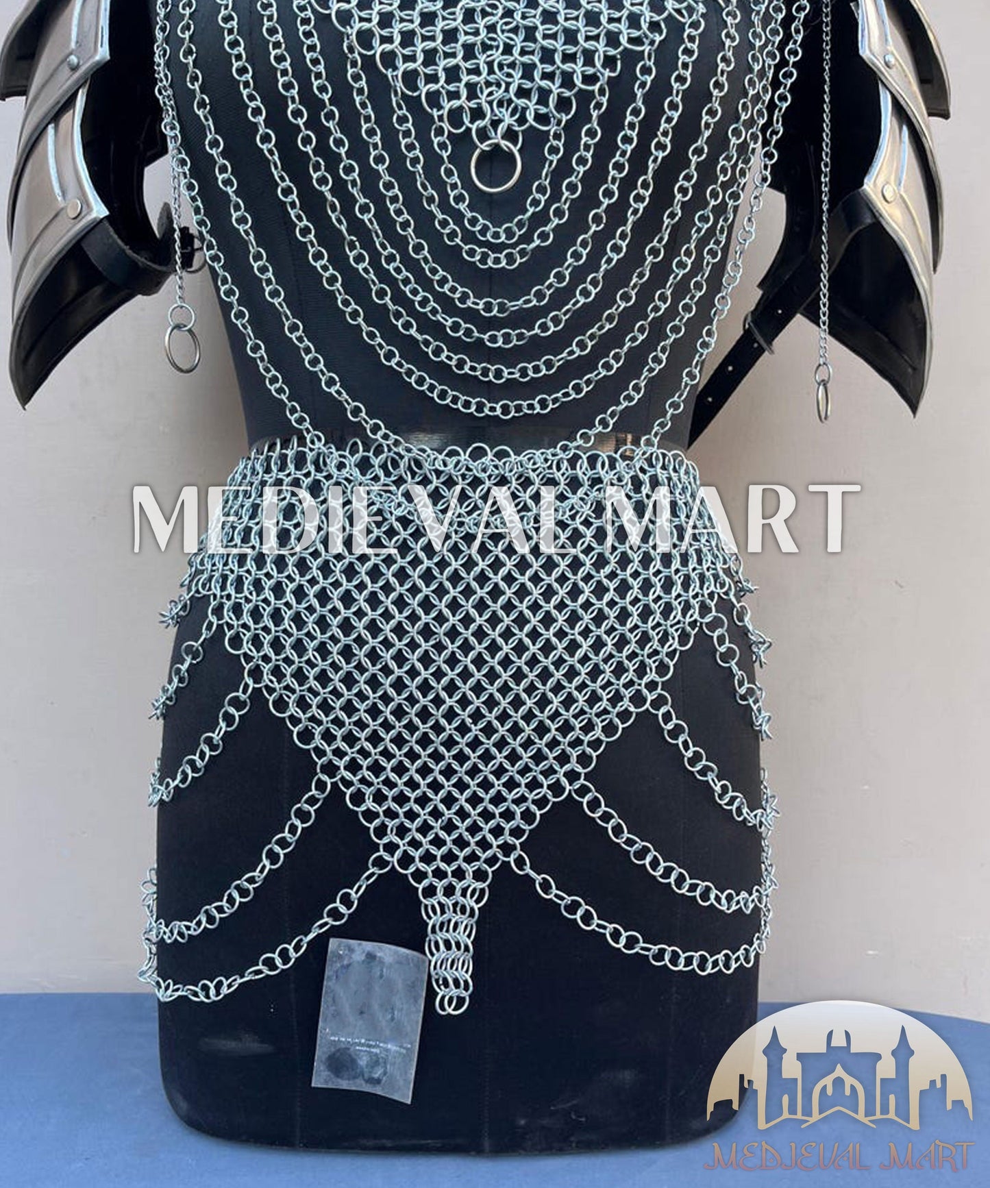 MEDIEVALMART FR Bouclier Viking Iconique Valhalla Noir/Gris – Ivar le Désossé avec Pointes en Fer | Cadeau pour Papa