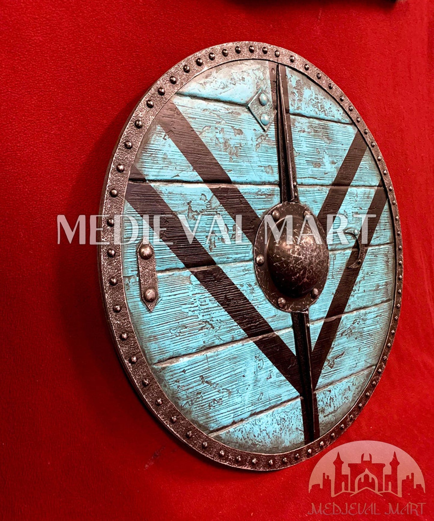 MEDIEVALMART FR Bouclier Viking Iconique Jarl Borg à Pointes en Fer – Bouclier Viking Battleworn | Cadeau pour Papa