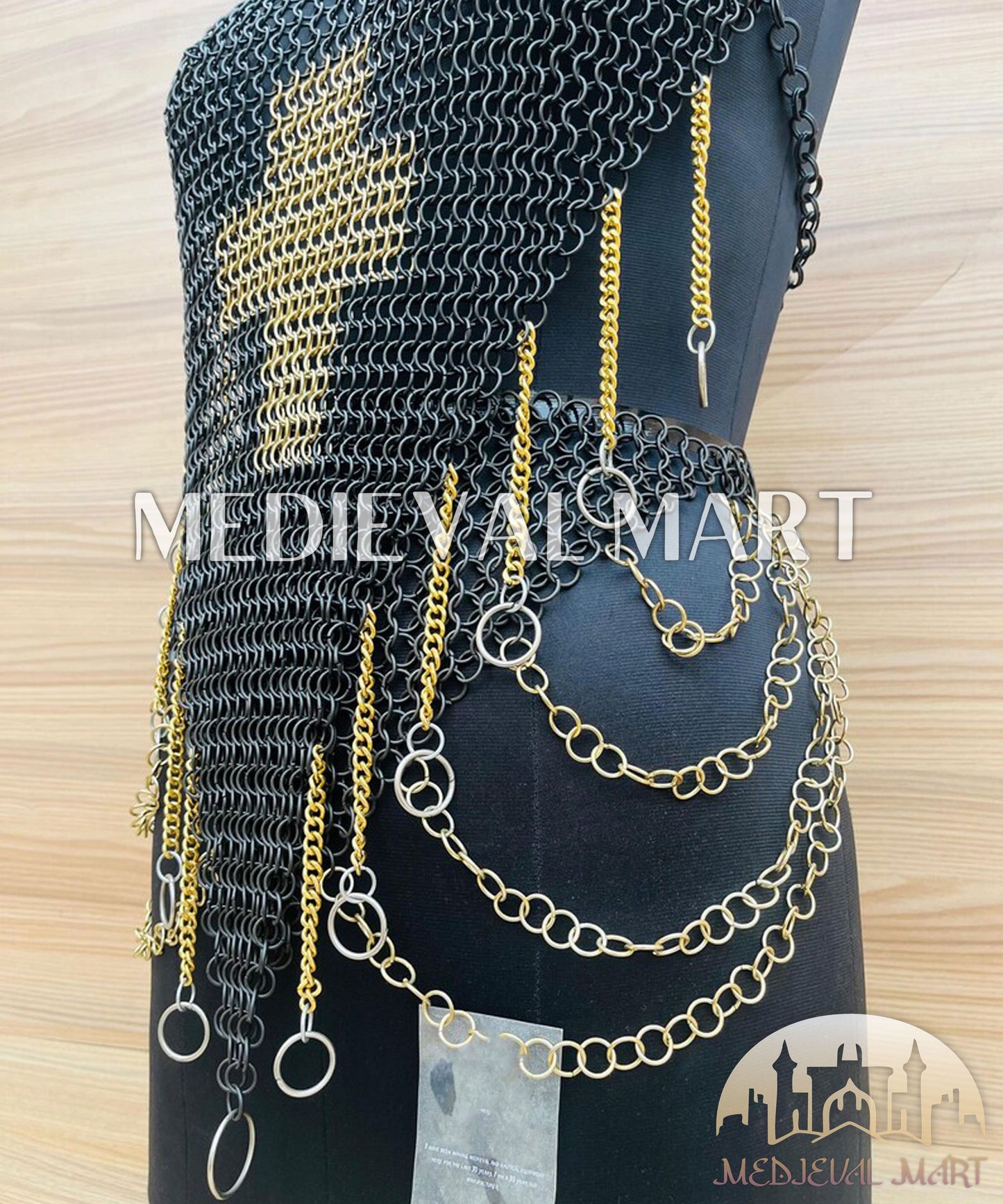 MEDIEVALMART FR Bouclier Viking Iconique Valhalla Noir/Gris – Ivar le Désossé avec Pointes en Fer | Cadeau pour Papa