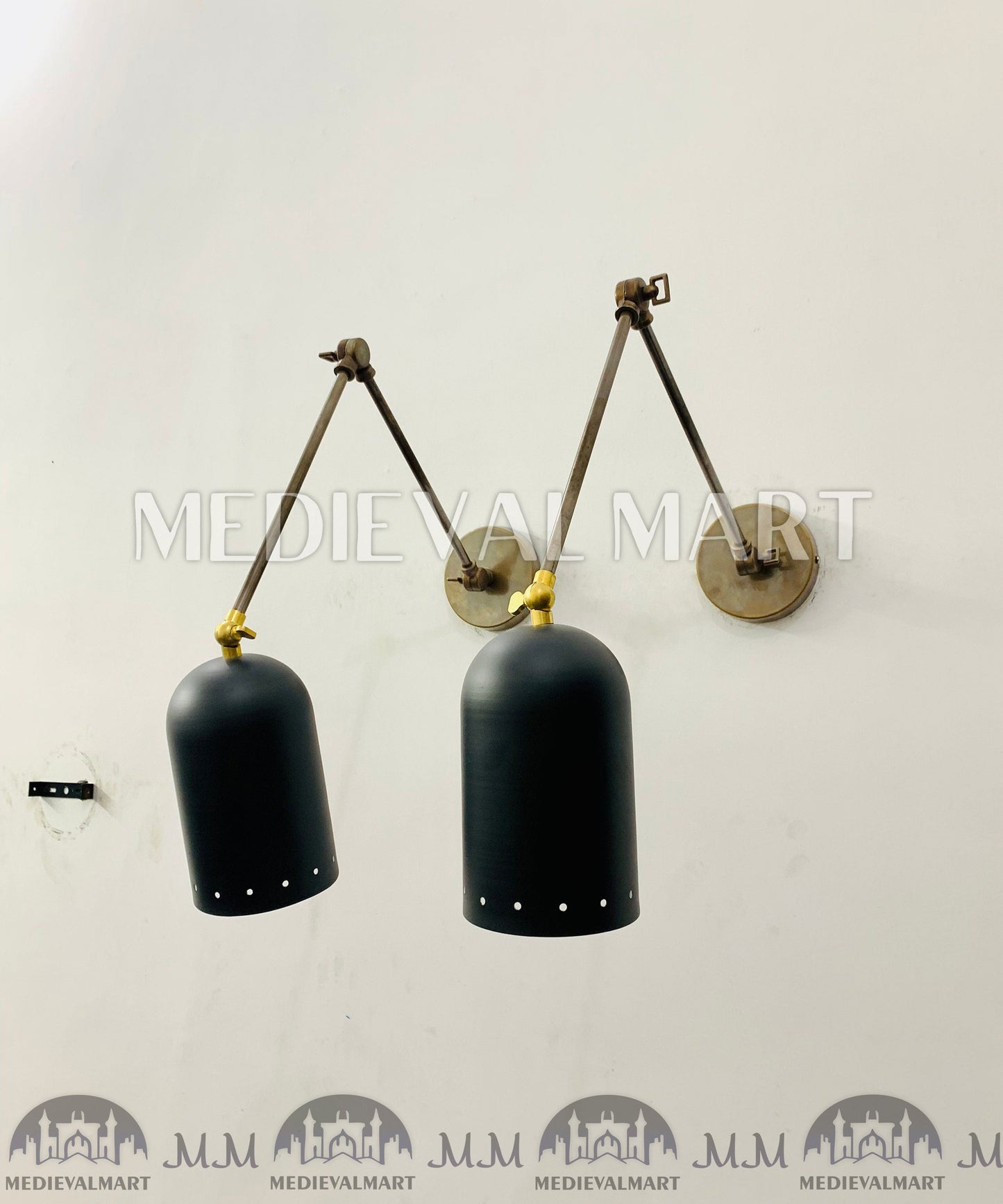 MEDIEVALMART FR Applique Murale À Double Cône En Laiton Marron, Lampe De Coiffeuse Fabriquée À La Main