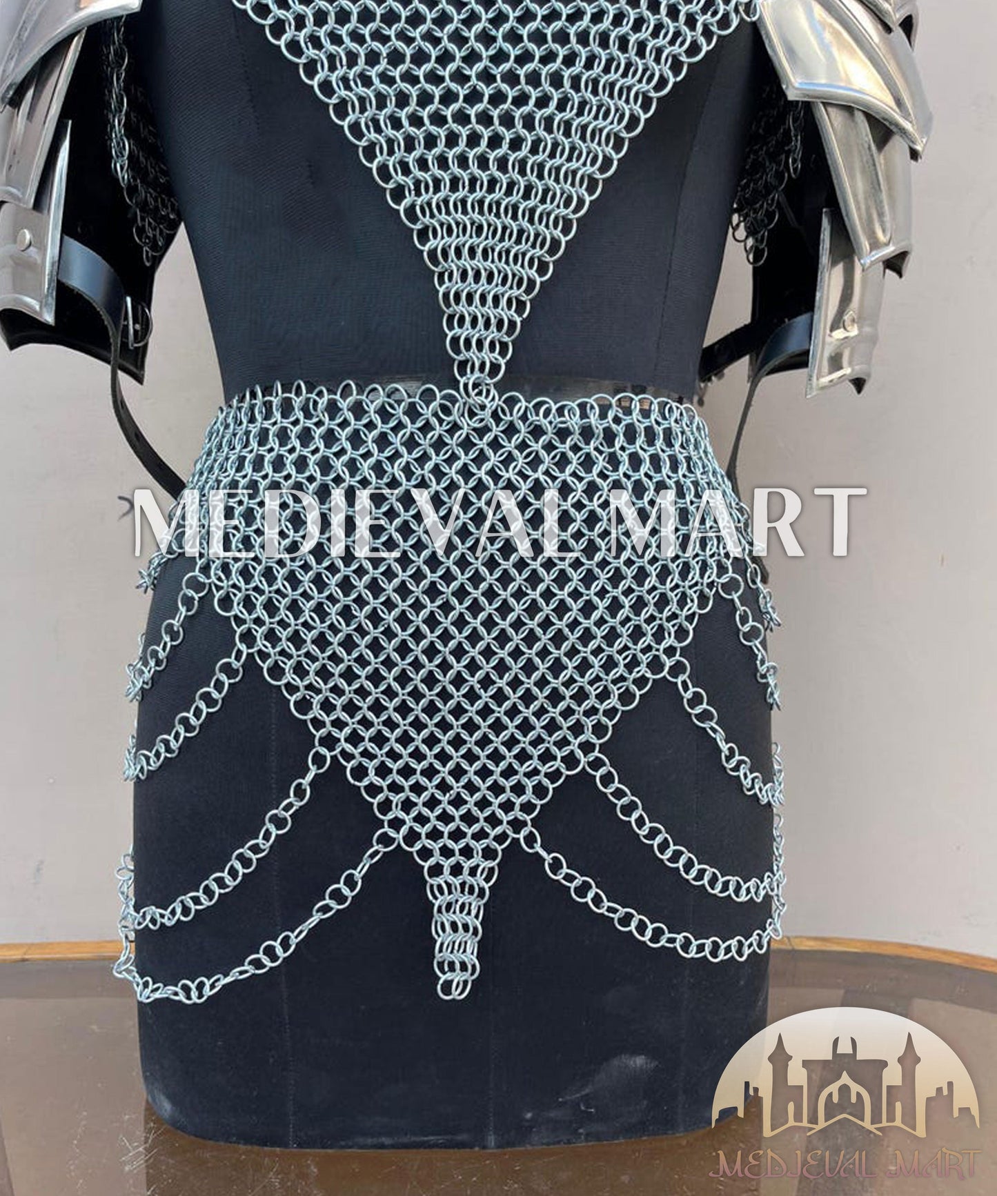 MEDIEVALMART FR Bouclier Viking Iconique Valhalla Noir/Gris – Ivar le Désossé avec Pointes en Fer | Cadeau pour Papa