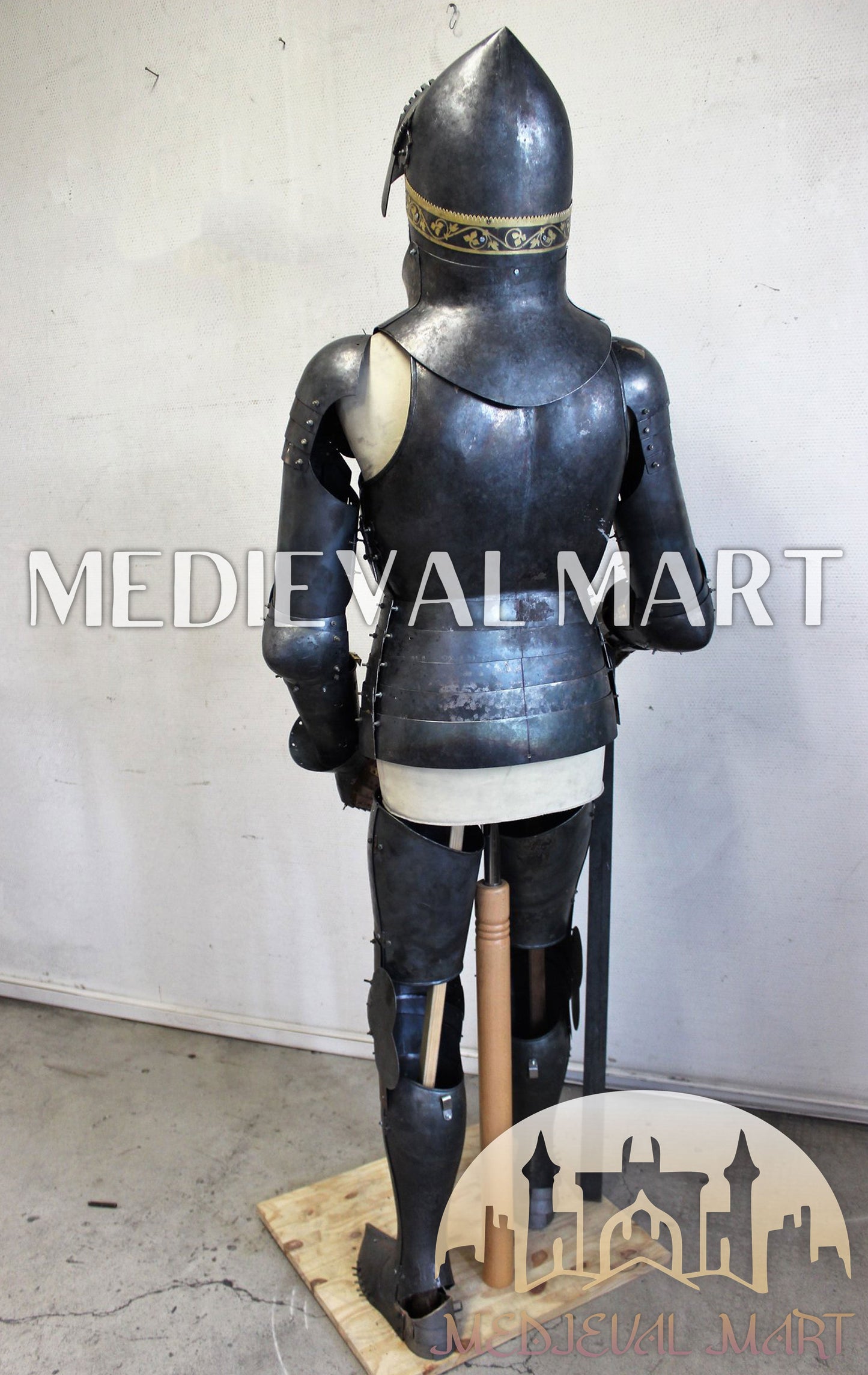 MEDIEVALMART FR Armure de Combat du XIVe Siècle – Ensemble Complet d’Armure de Buhurt avec Bassinet Klappvisor & Épée
