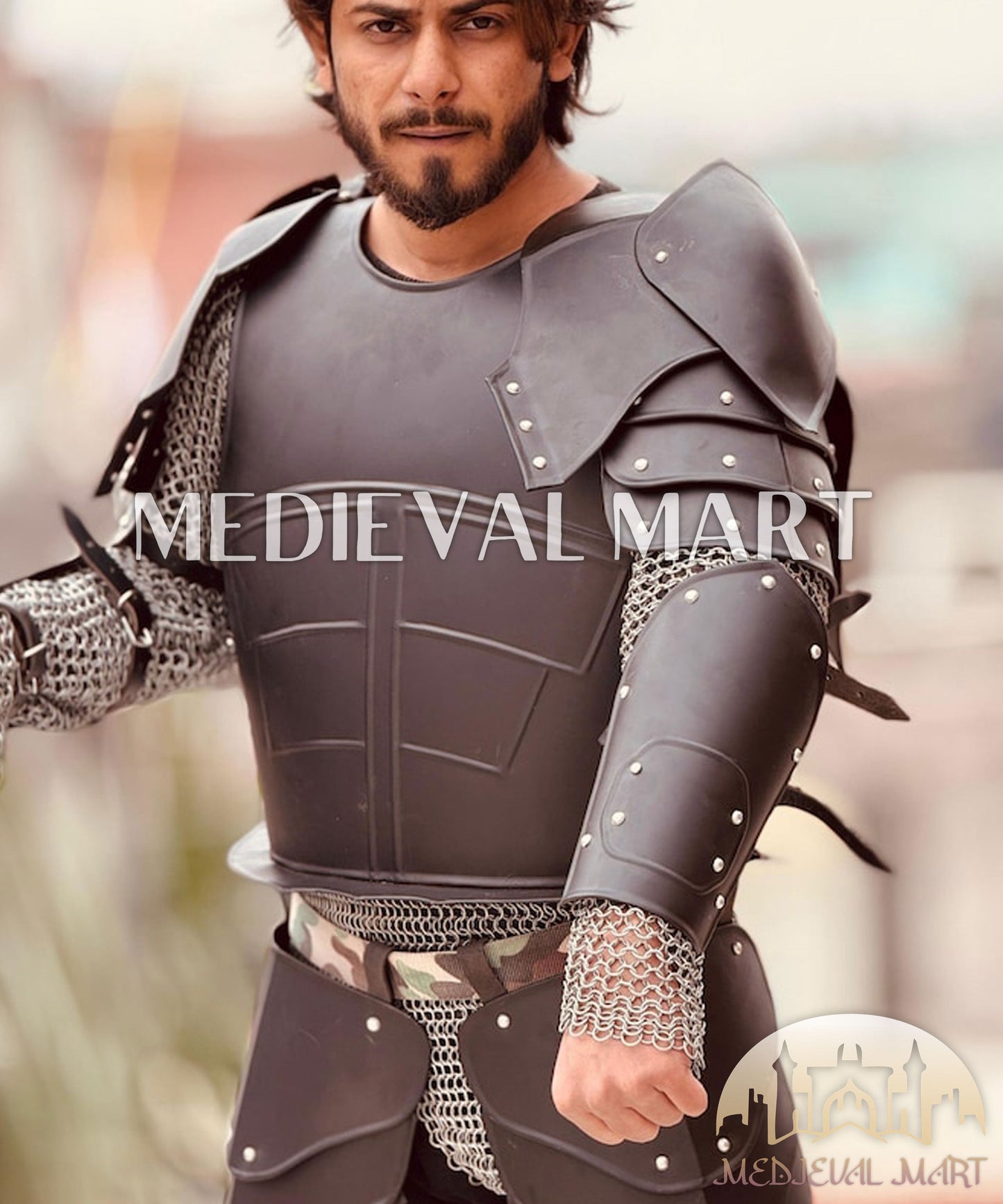 MEDIEVALMART FR Armure Médiévale de l’Empire Romain Kastenbrust – Armure Complète en Plaques avec Épée Alexander (ROA 1332)