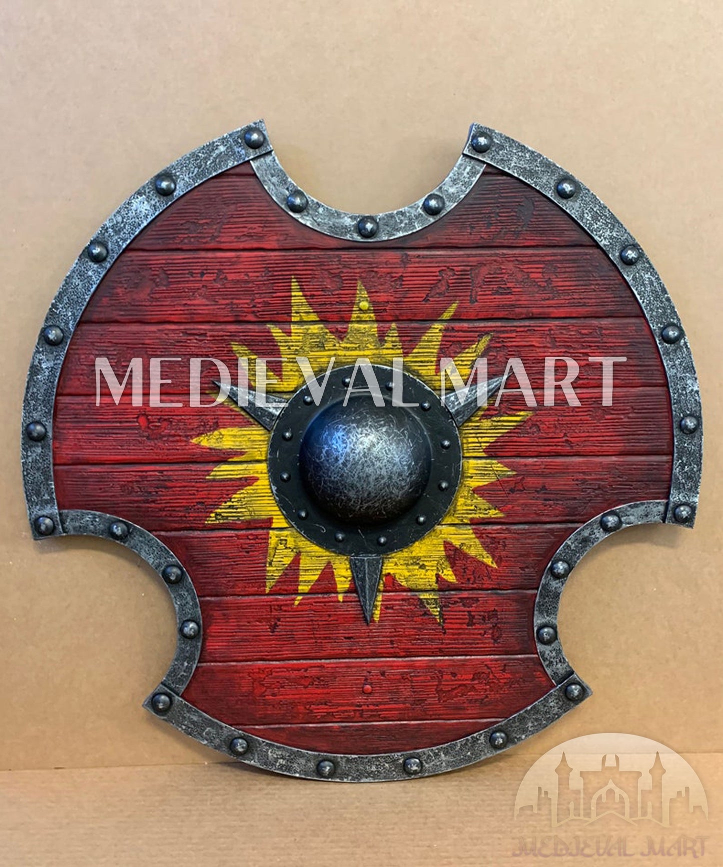 MEDIEVALMART FR Bouclier Viking Iconique Jarl Borg à Pointes en Fer – Bouclier Viking Battleworn | Cadeau pour Papa