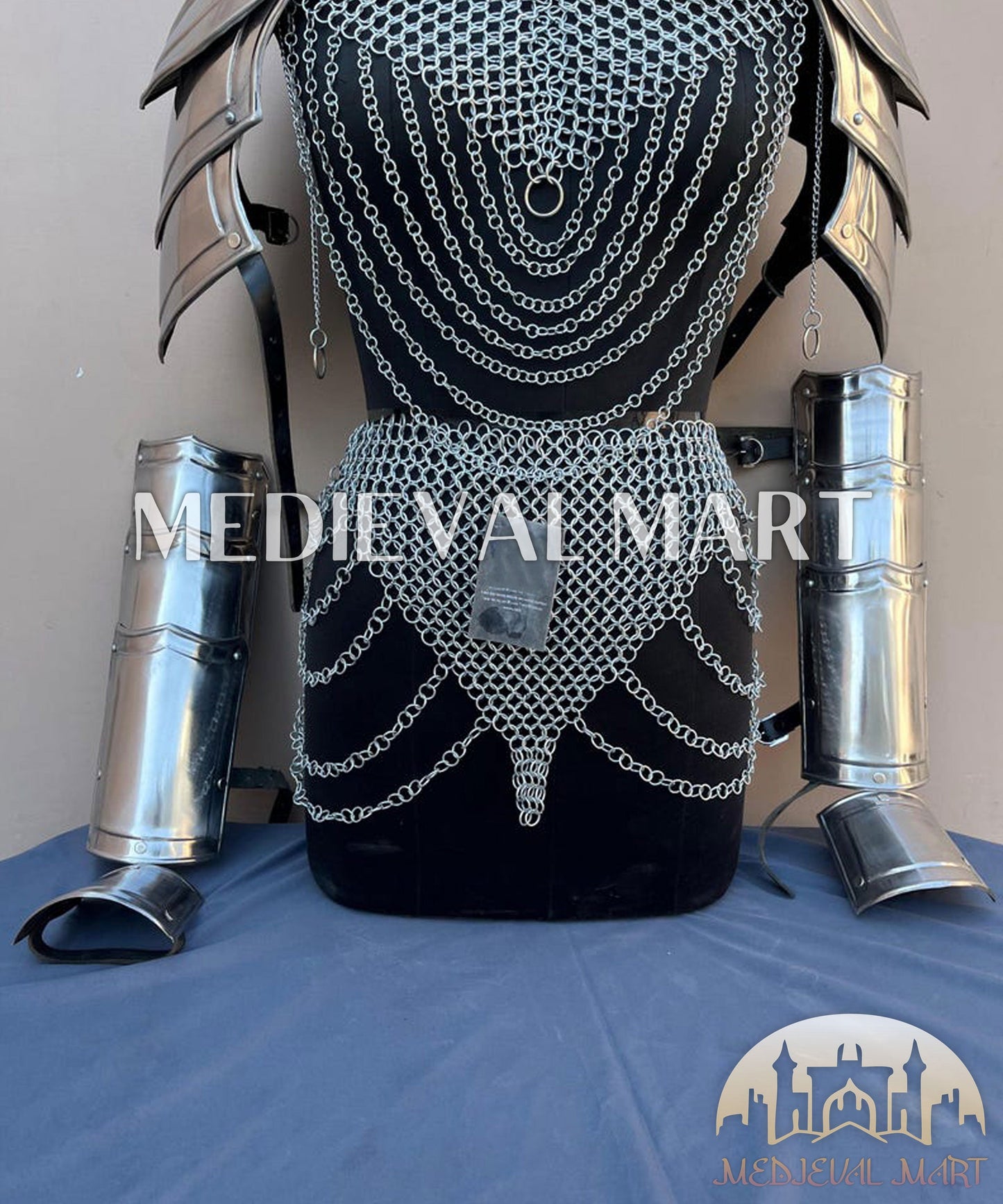 MEDIEVALMART FR Bouclier Viking Iconique Valhalla Noir/Gris – Ivar le Désossé avec Pointes en Fer | Cadeau pour Papa