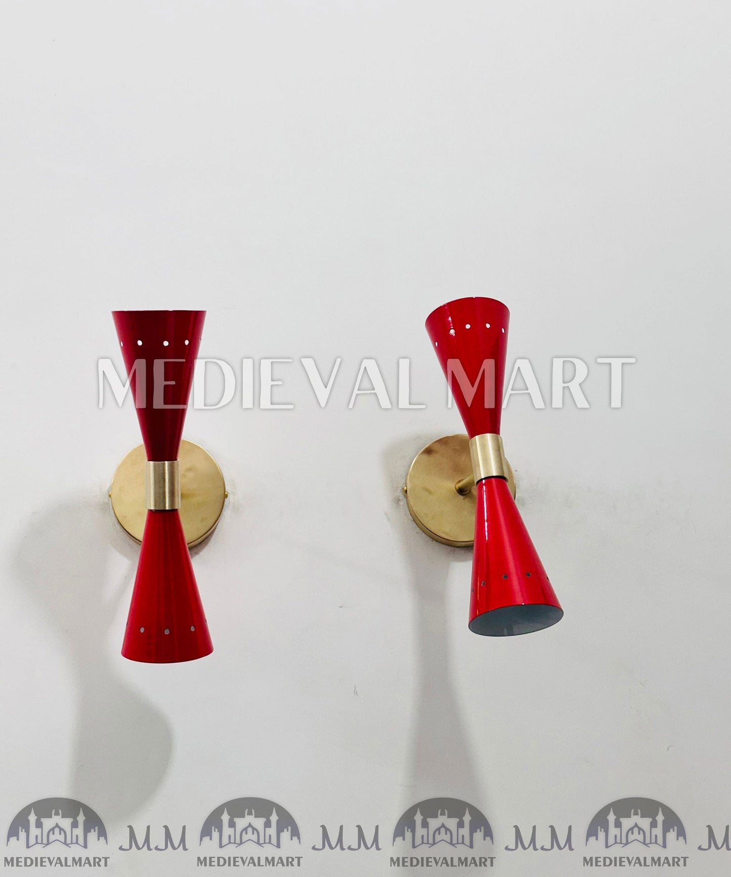 MEDIEVALMART FR Applique Murale À Double Cône En Laiton Marron, Lampe De Coiffeuse Fabriquée À La Main