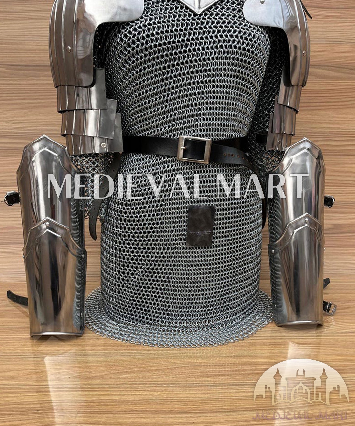 MEDIEVALMART FR Bouclier Viking Iconique Valhalla Noir/Gris – Ivar le Désossé avec Pointes en Fer | Cadeau pour Papa