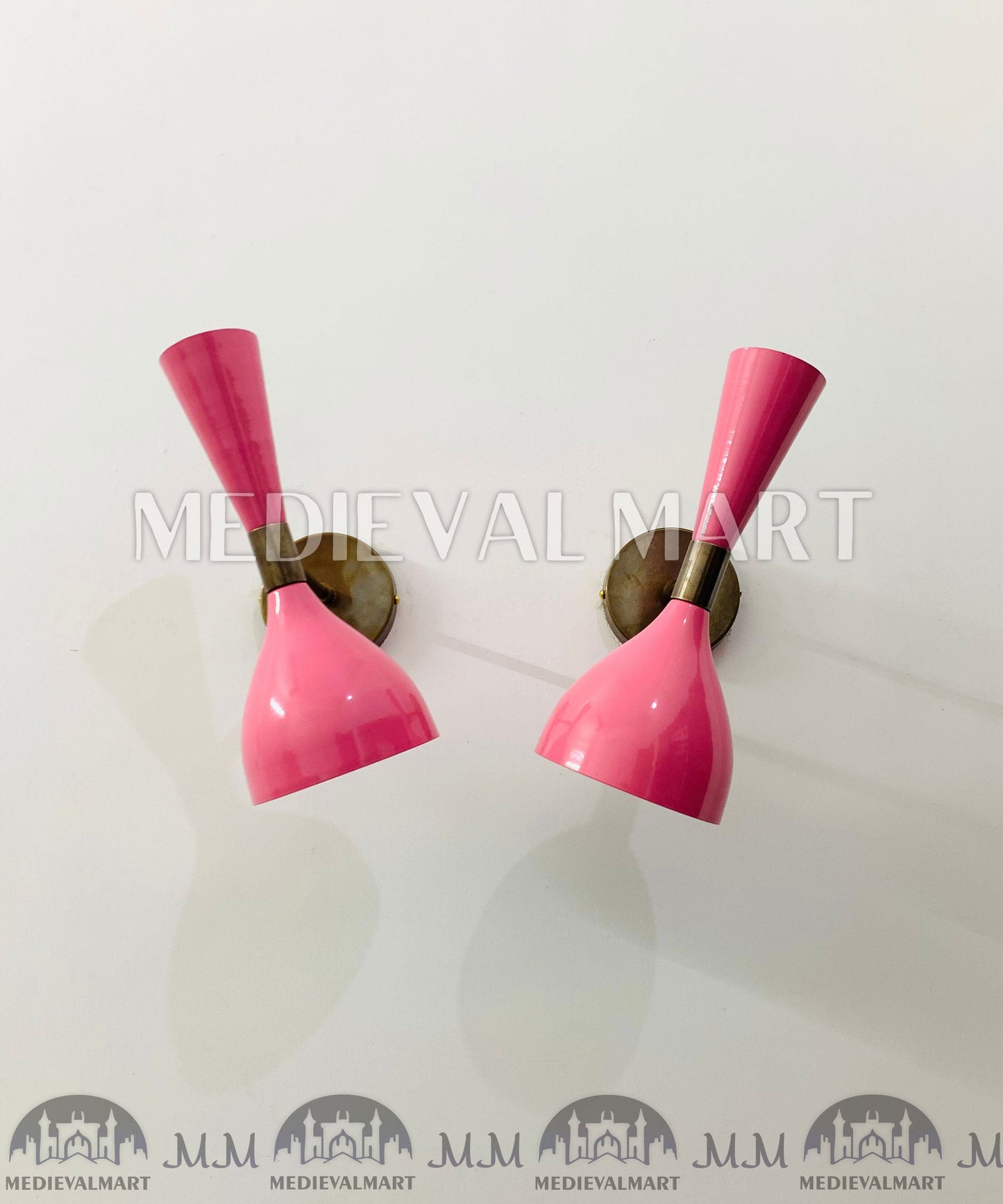 MEDIEVALMART FR Applique Murale À Double Cône En Laiton Marron, Lampe De Coiffeuse Fabriquée À La Main