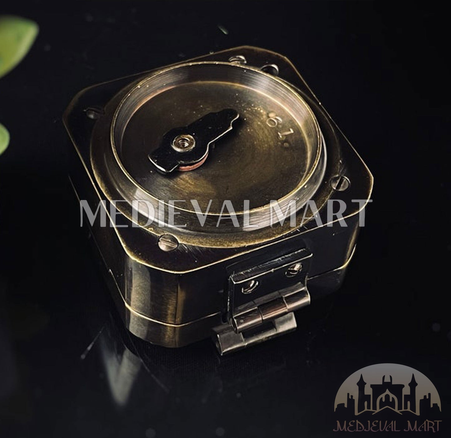 MEDIEVALMART FR Boussole Nautique Vintage Trip Gear en Laiton – Finition Or Brillant avec Base en Bois | Cadeau pour Maman