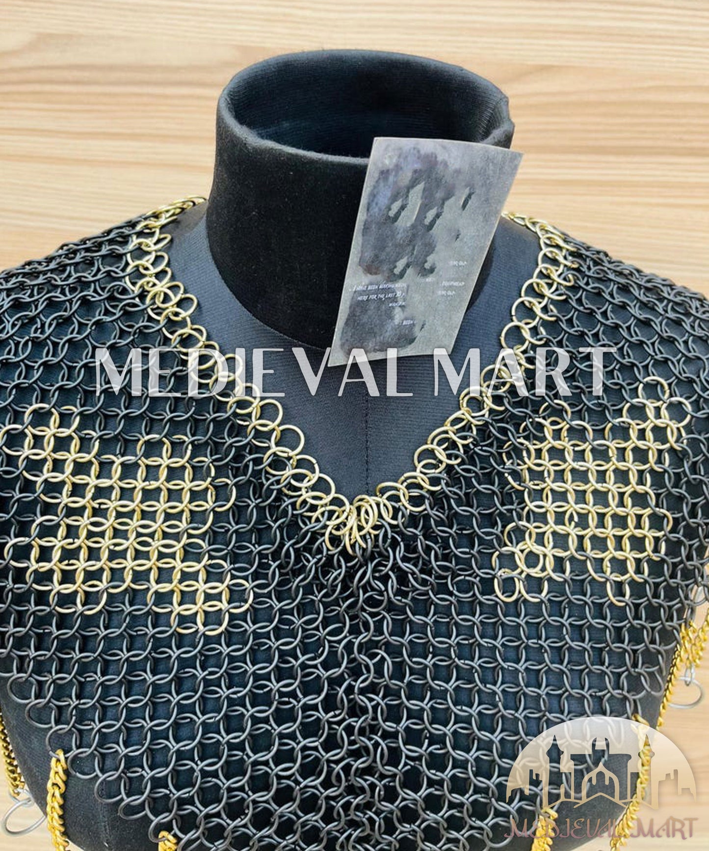 MEDIEVALMART FR Bouclier Viking Iconique Valhalla Noir/Gris – Ivar le Désossé avec Pointes en Fer | Cadeau pour Papa