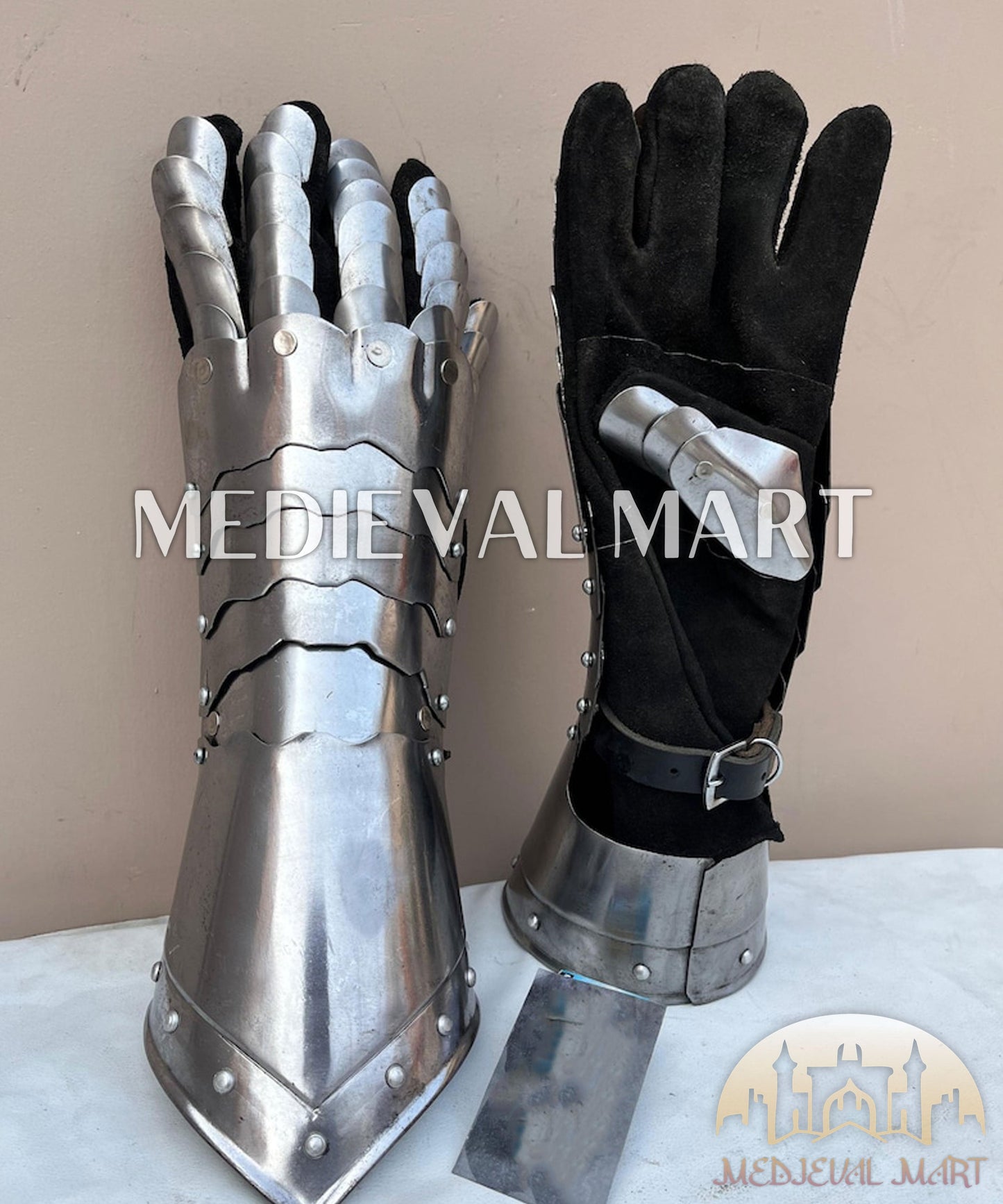 MEDIEVALMART FR Ensemble Exclusif De Gantelets Noirs Inspirés De Sauron Witcher LOTR Avec Décor Doré