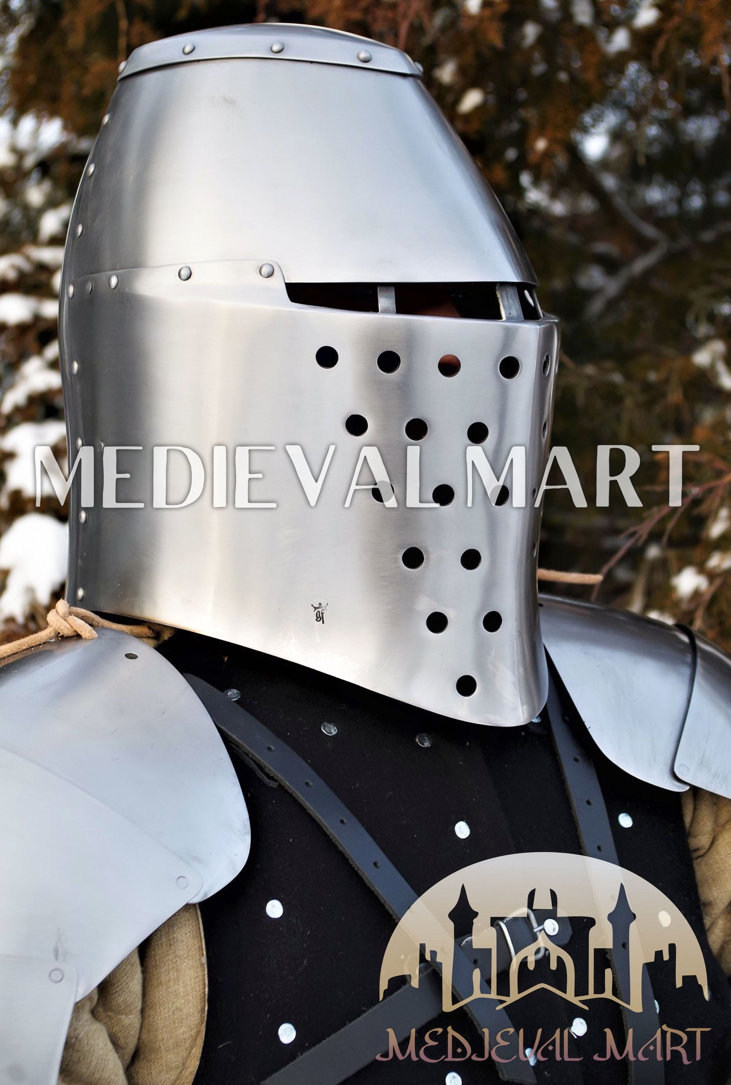 MEDIEVALMART FR Armure de Combat du XIVe Siècle – Ensemble Complet d’Armure de Buhurt avec Bassinet Klappvisor & Épée