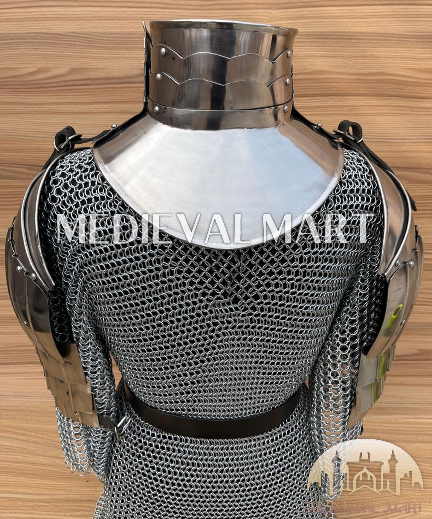 MEDIEVALMART FR Bouclier Viking Iconique Valhalla Noir/Gris – Ivar le Désossé avec Pointes en Fer | Cadeau pour Papa