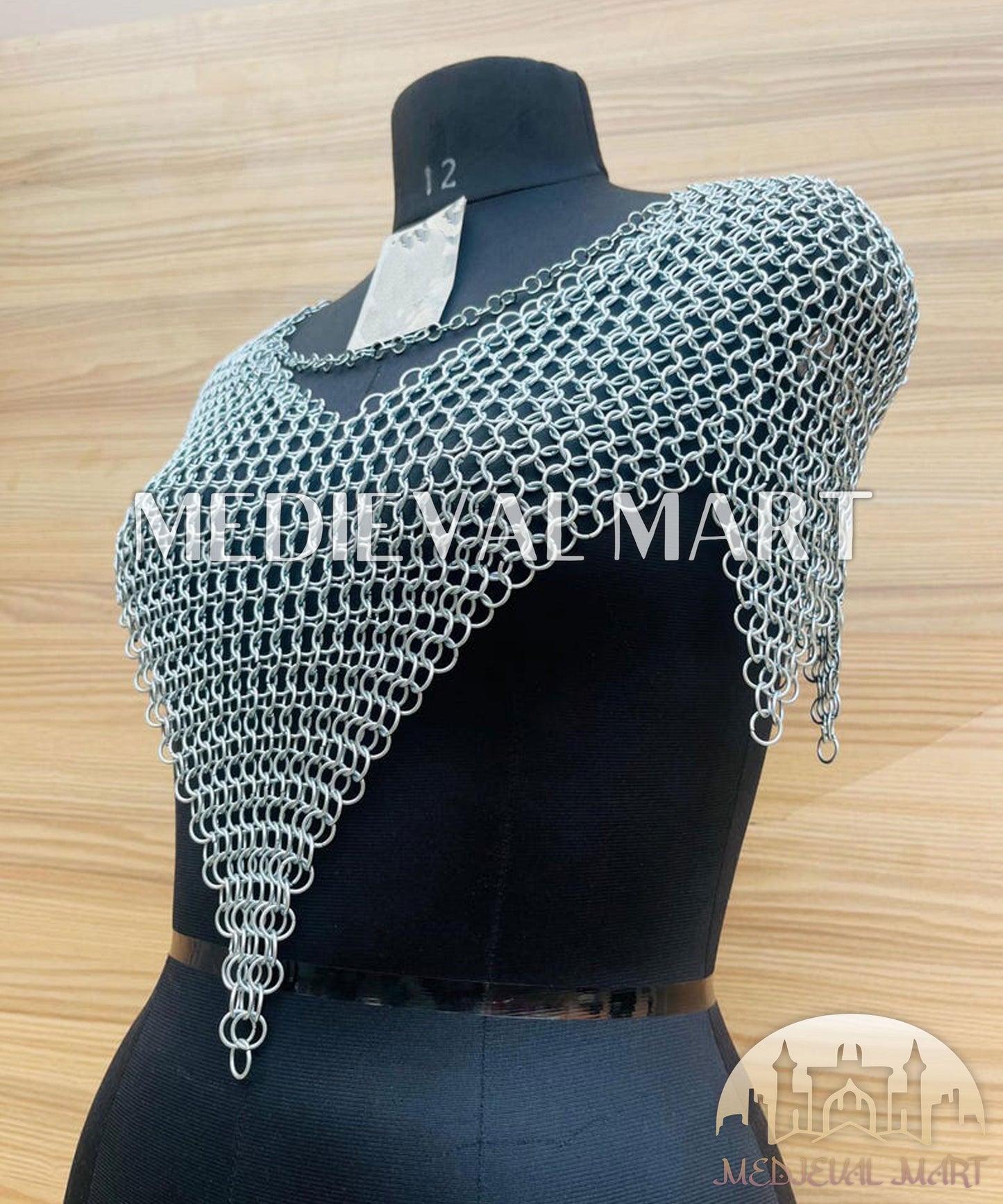 MEDIEVALMART FR Bouclier Viking Iconique Valhalla Noir/Gris – Ivar le Désossé avec Pointes en Fer | Cadeau pour Papa