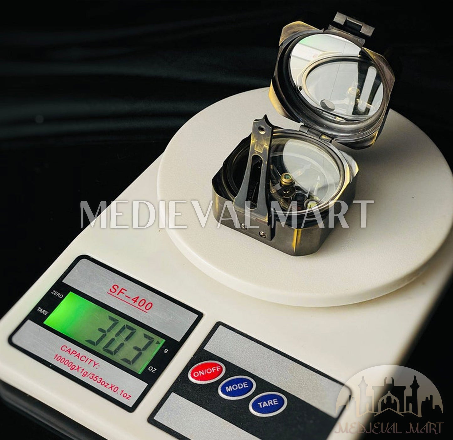 MEDIEVALMART FR Boussole Nautique Vintage Trip Gear en Laiton – Finition Or Brillant avec Base en Bois | Cadeau pour Maman