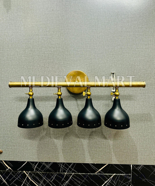 MEDIEVALMART FR Applique Murale À Double Cône En Laiton Marron, Lampe De Coiffeuse Fabriquée À La Main