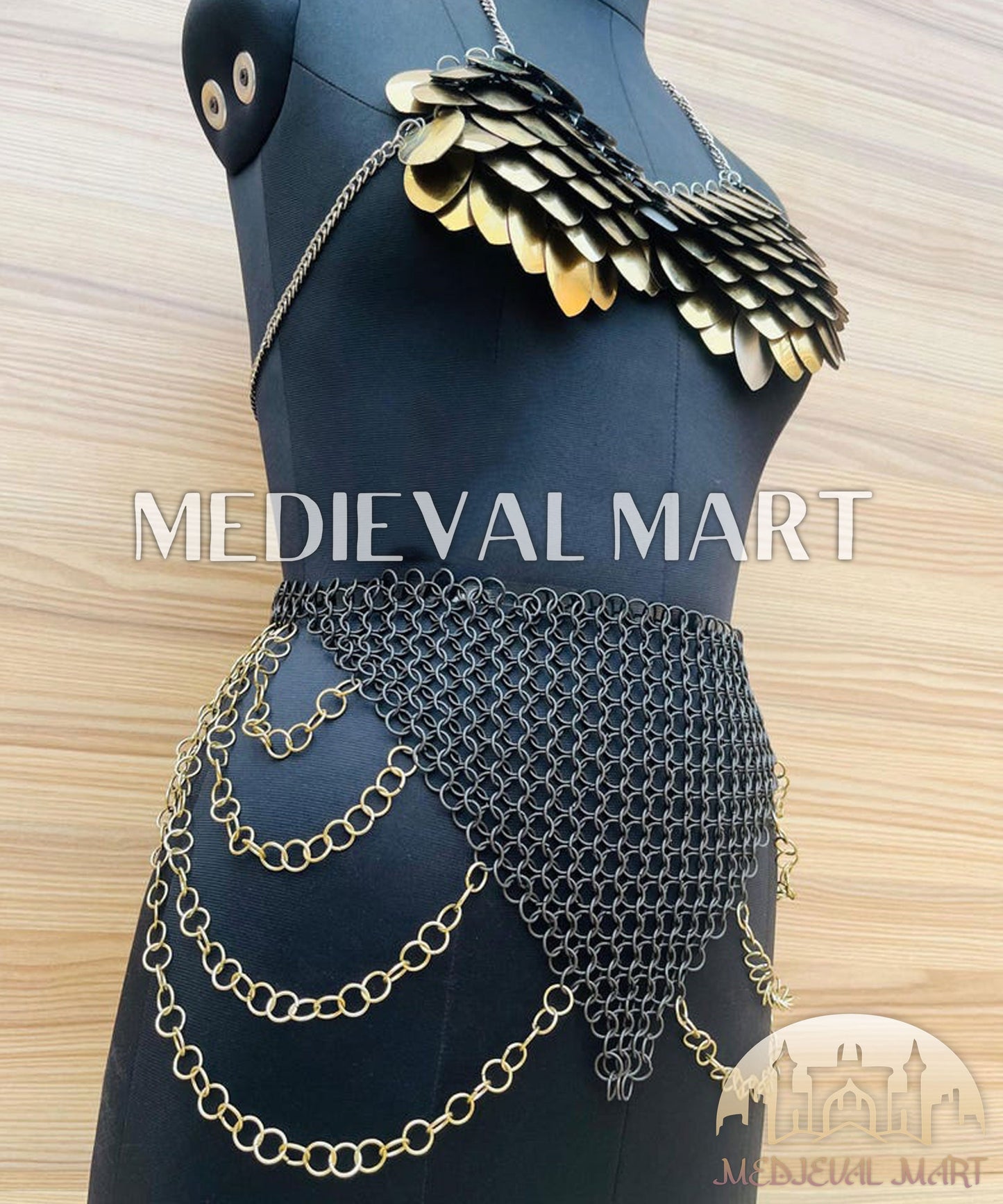 MEDIEVALMART FR Bouclier Viking Iconique Valhalla Noir/Gris – Ivar le Désossé avec Pointes en Fer | Cadeau pour Papa