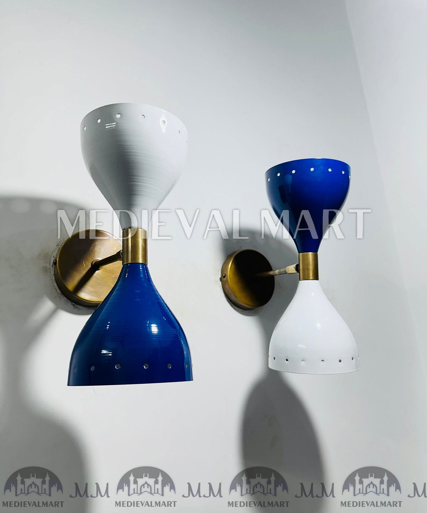 MEDIEVALMART FR Applique Murale À Double Cône En Laiton Marron, Lampe De Coiffeuse Fabriquée À La Main