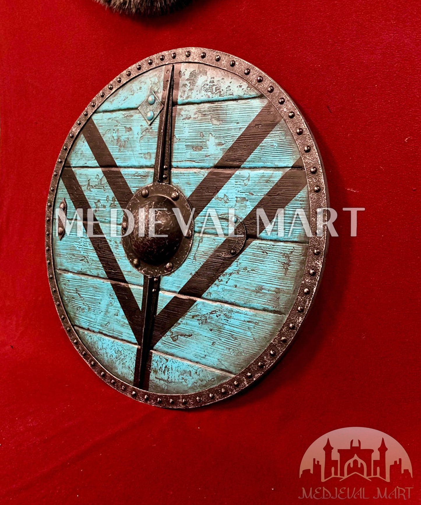 MEDIEVALMART FR Bouclier Viking Iconique Jarl Borg à Pointes en Fer – Bouclier Viking Battleworn | Cadeau pour Papa