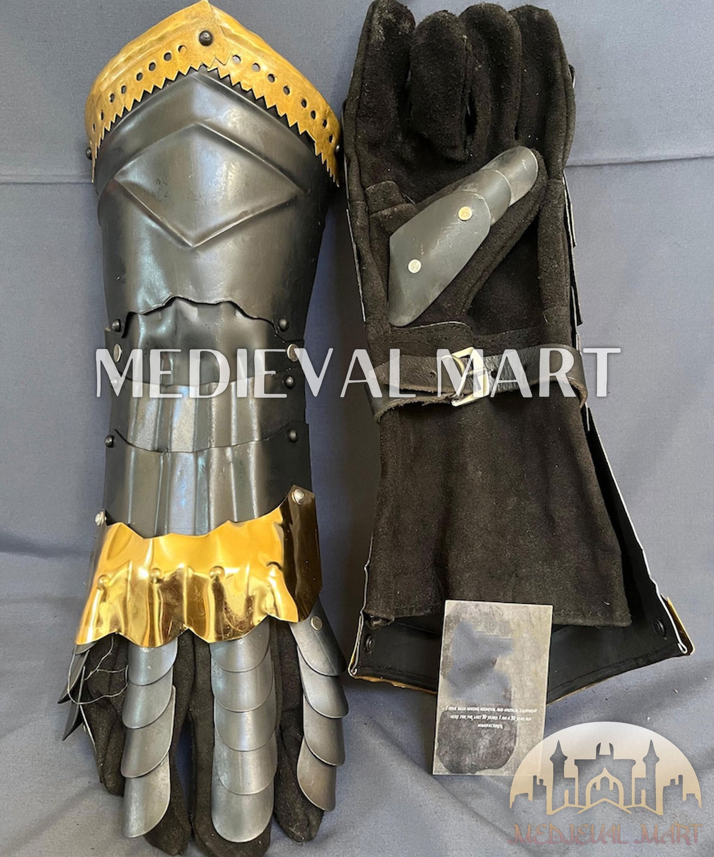 MEDIEVALMART FR Ensemble Exclusif De Gantelets Noirs Inspirés De Sauron Witcher LOTR Avec Décor Doré