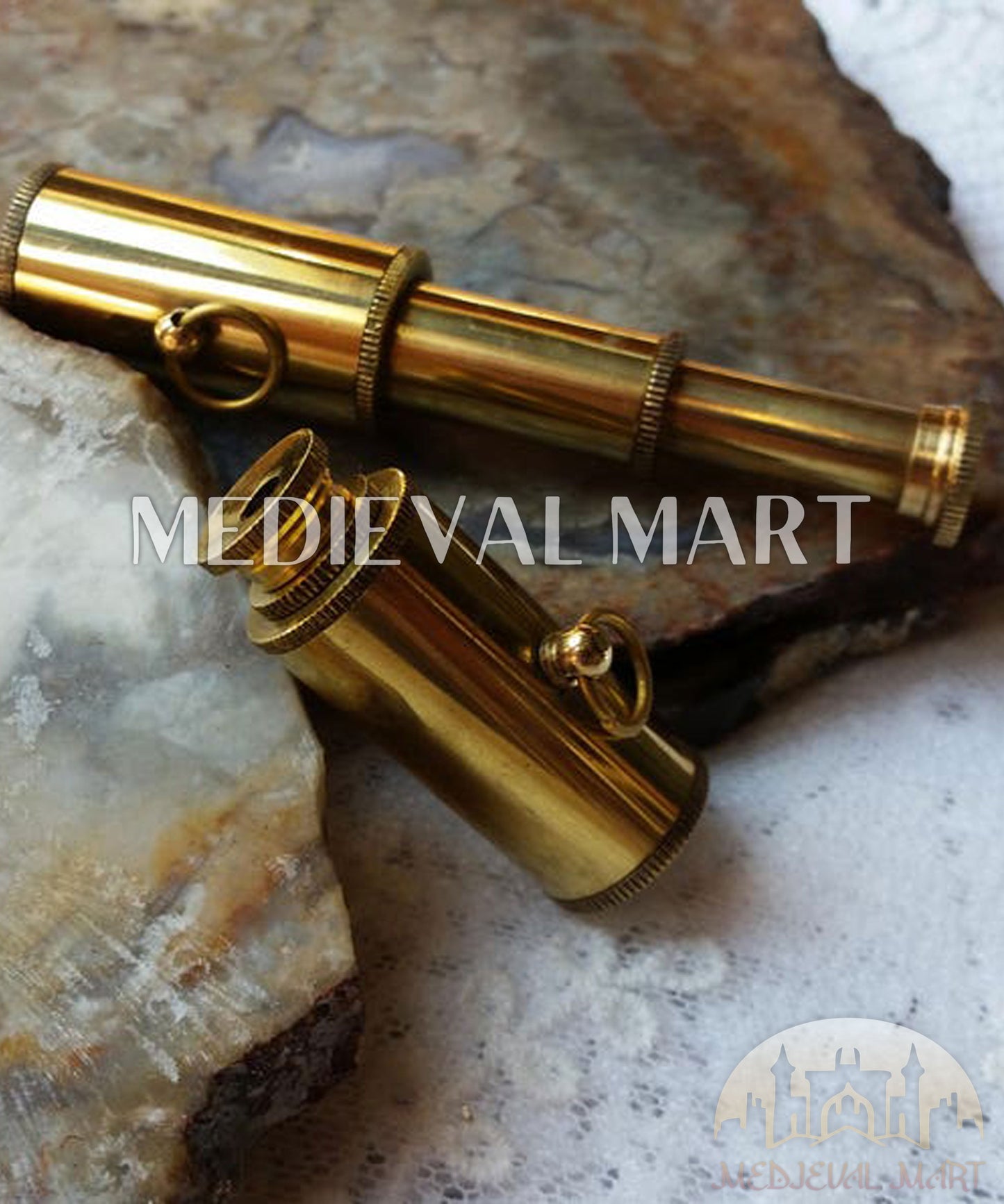 MEDIEVALMART FR Longue-Vue Nautique Antique 50X en Laiton – Télescope Portable de 18" pour Décoration Nautique